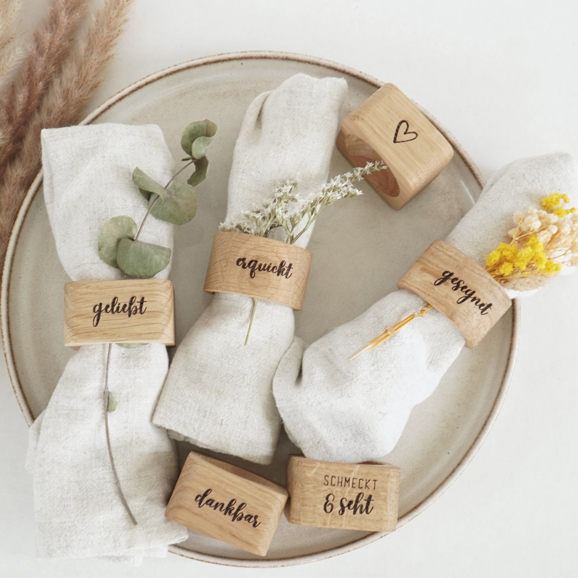 Serviettenring "geliebt" Massivholz Eiche