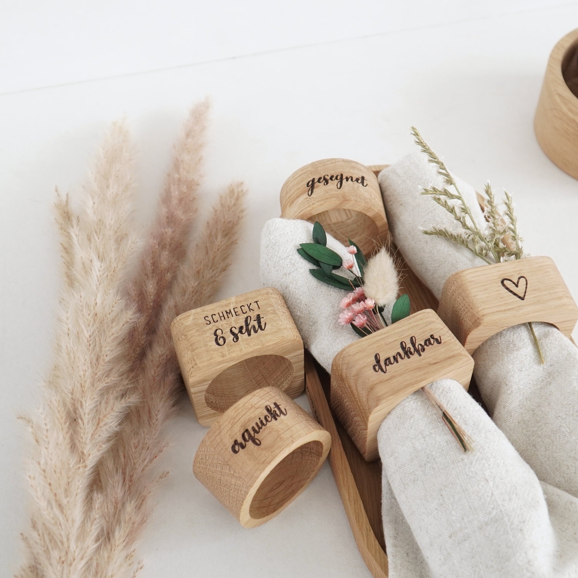 Serviettenring "geliebt" Massivholz Eiche