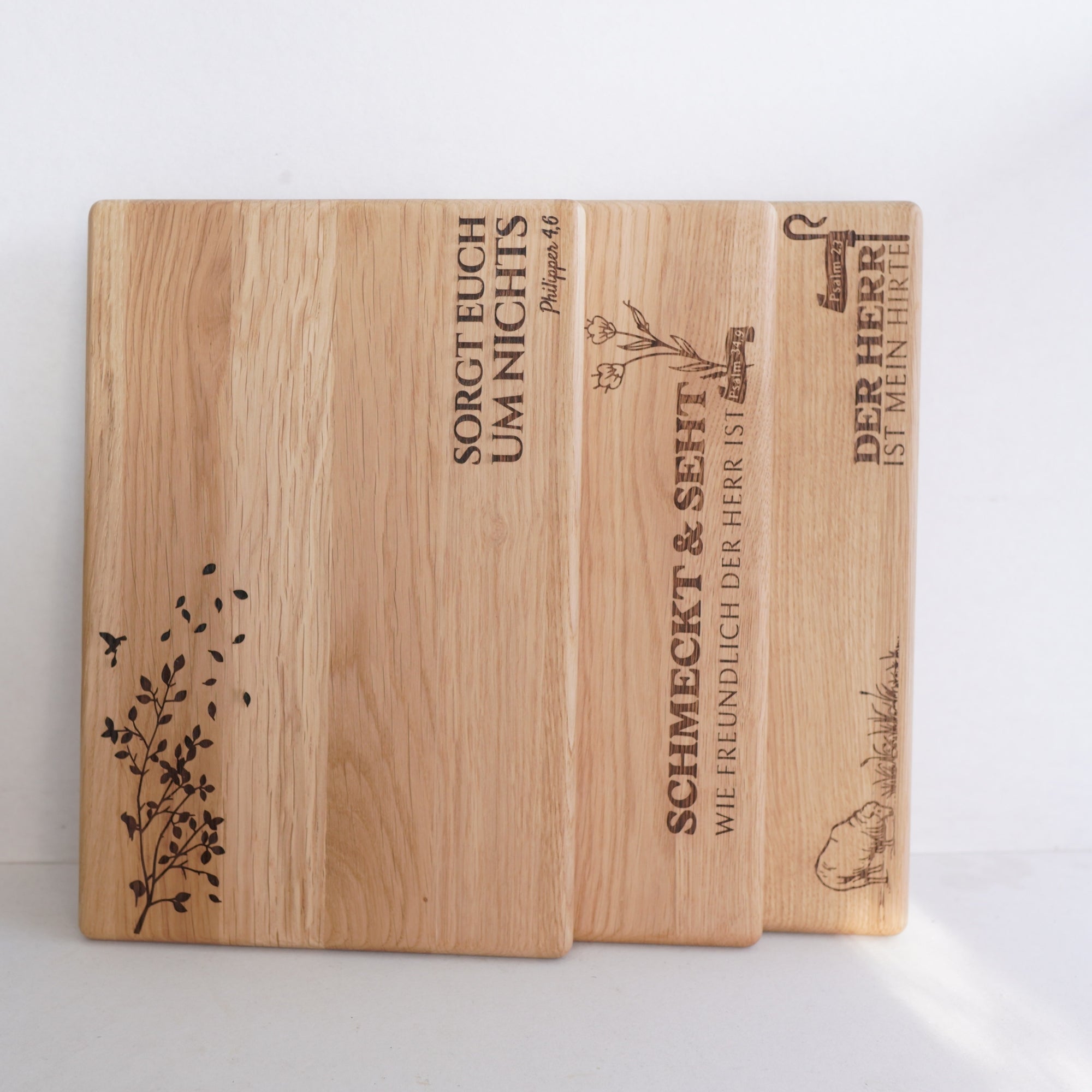 Schneidebrett "Sorgt euch um nichts" Eiche | LYDIA