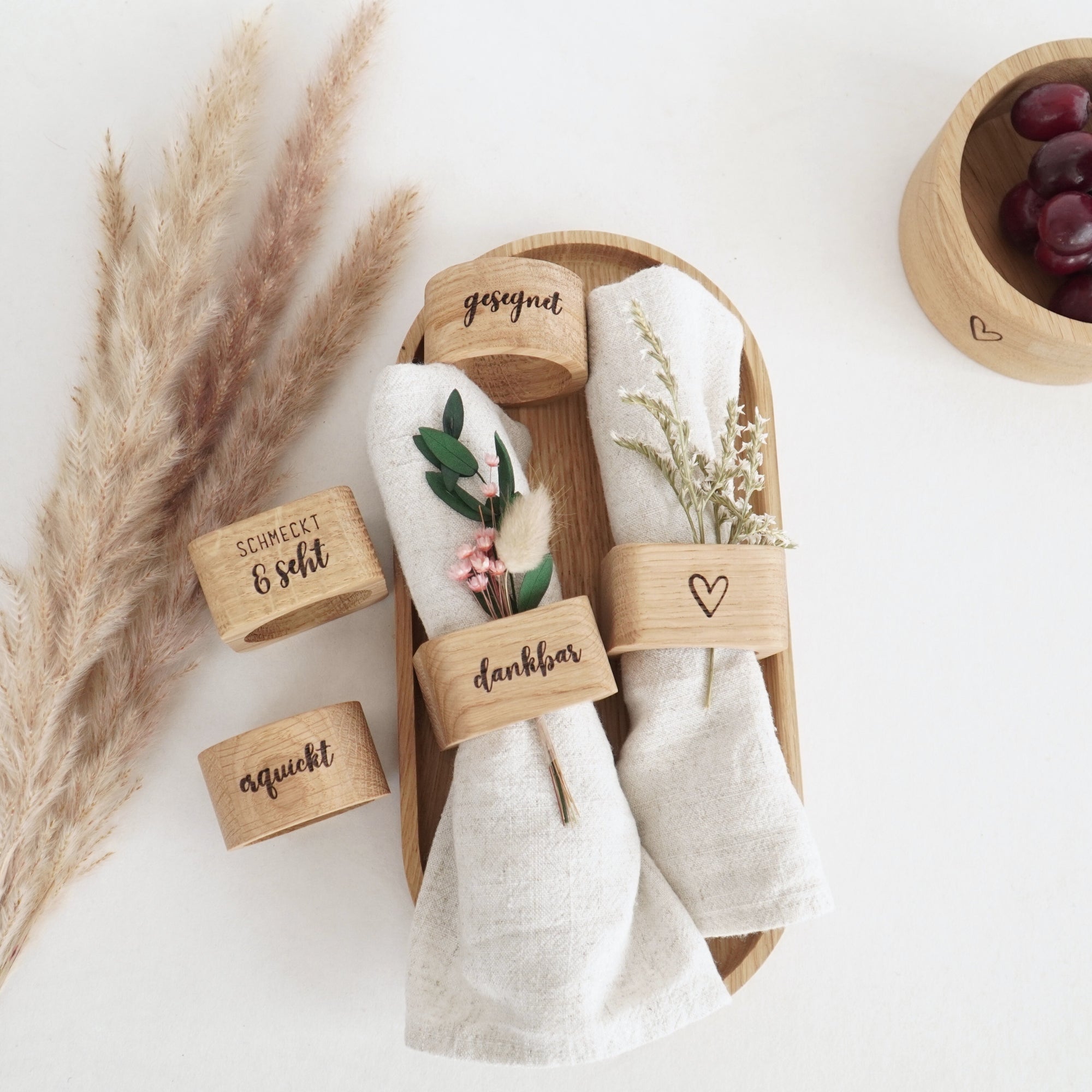 Serviettenring "geliebt" Massivholz Eiche