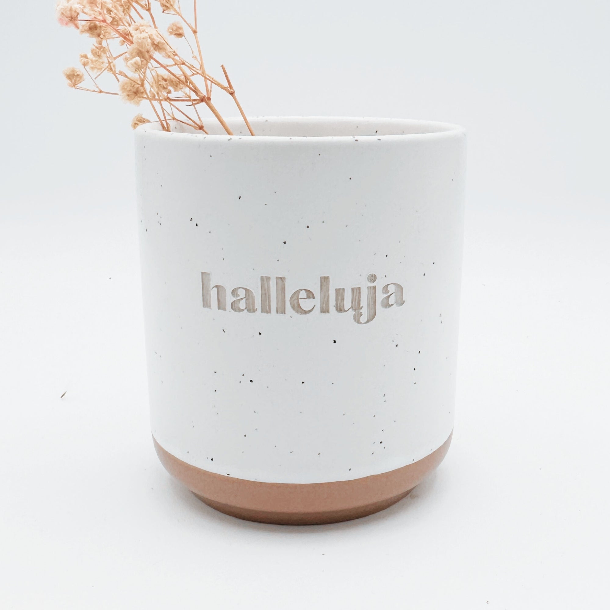 Steingut-Becher "Halleluja"・280ml・Graviert ・Handmade | SLIM-SANDY