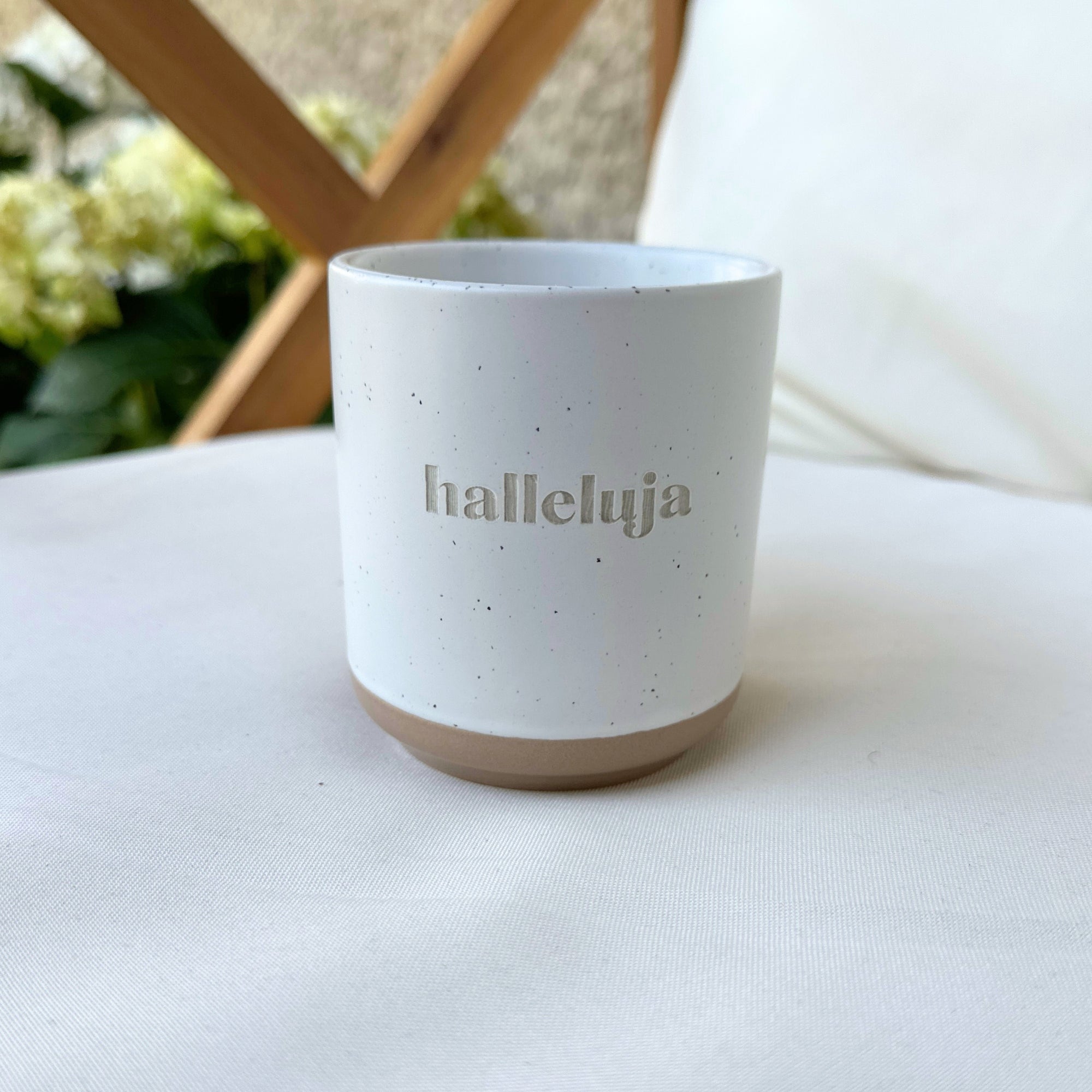 Steingut-Becher "Halleluja"・280ml・Graviert ・Handmade | SLIM-SANDY