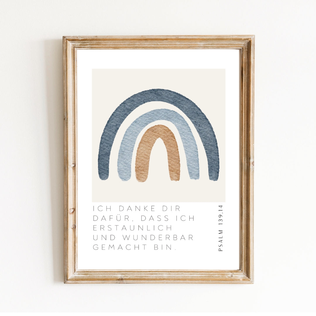 Leinwand-Poster Kinder · "Erstaunlich & Wunderbar" · Regenbogen Farbe · A3/ A4/ A5