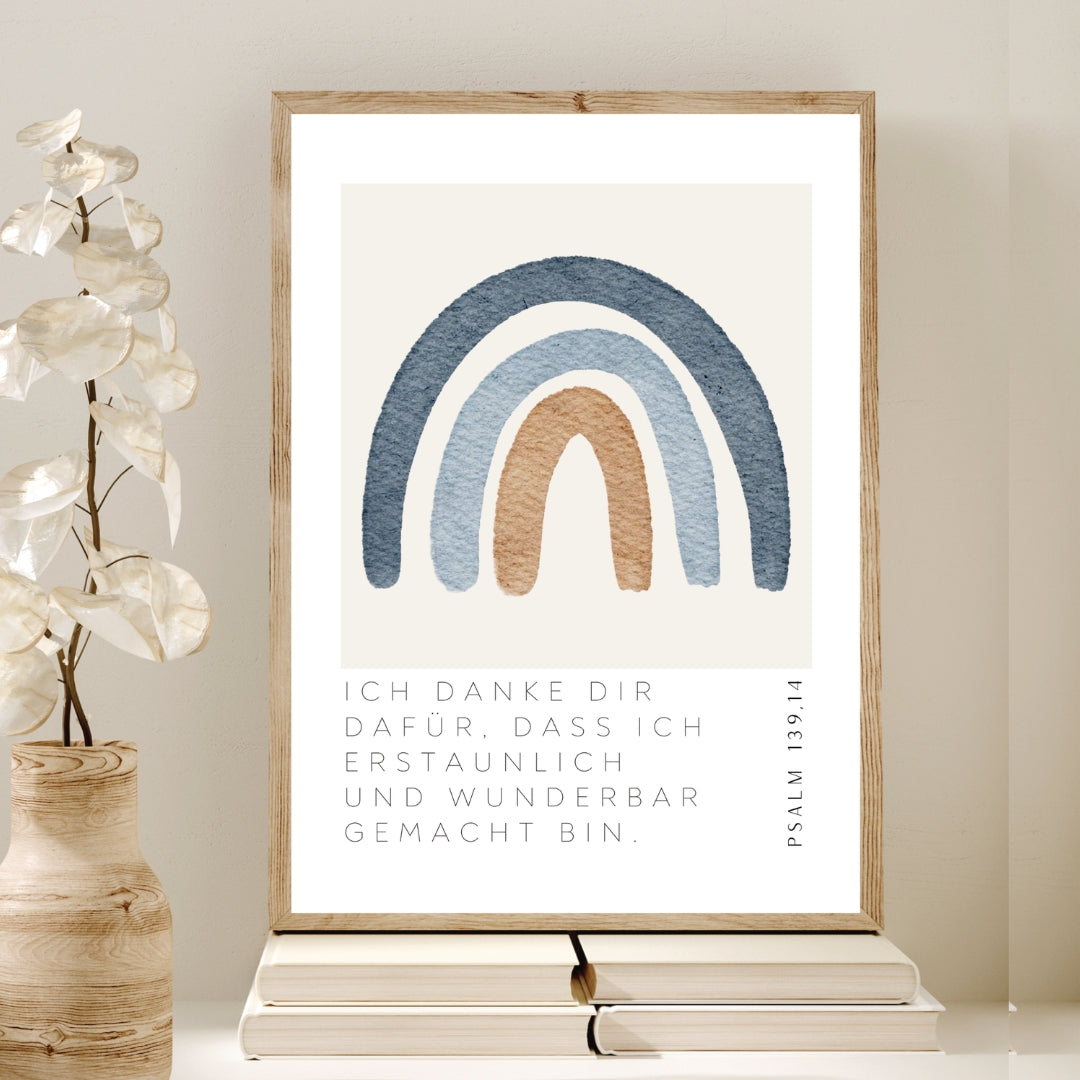Leinwand-Poster Kinder · "Erstaunlich & Wunderbar" · Regenbogen Farbe · A3/ A4/ A5