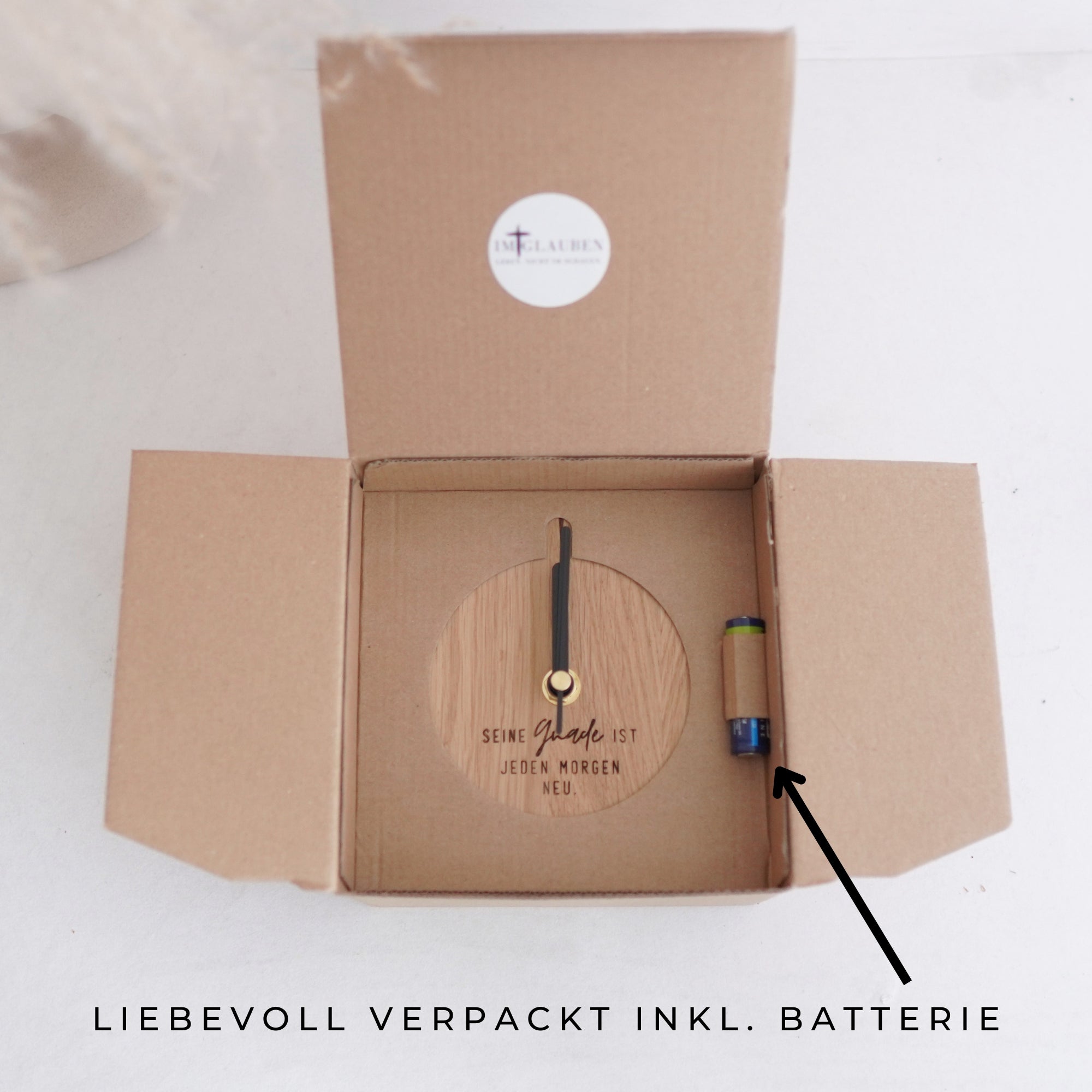 Tischuhr "Seine Gnade" massivem Eichenholz