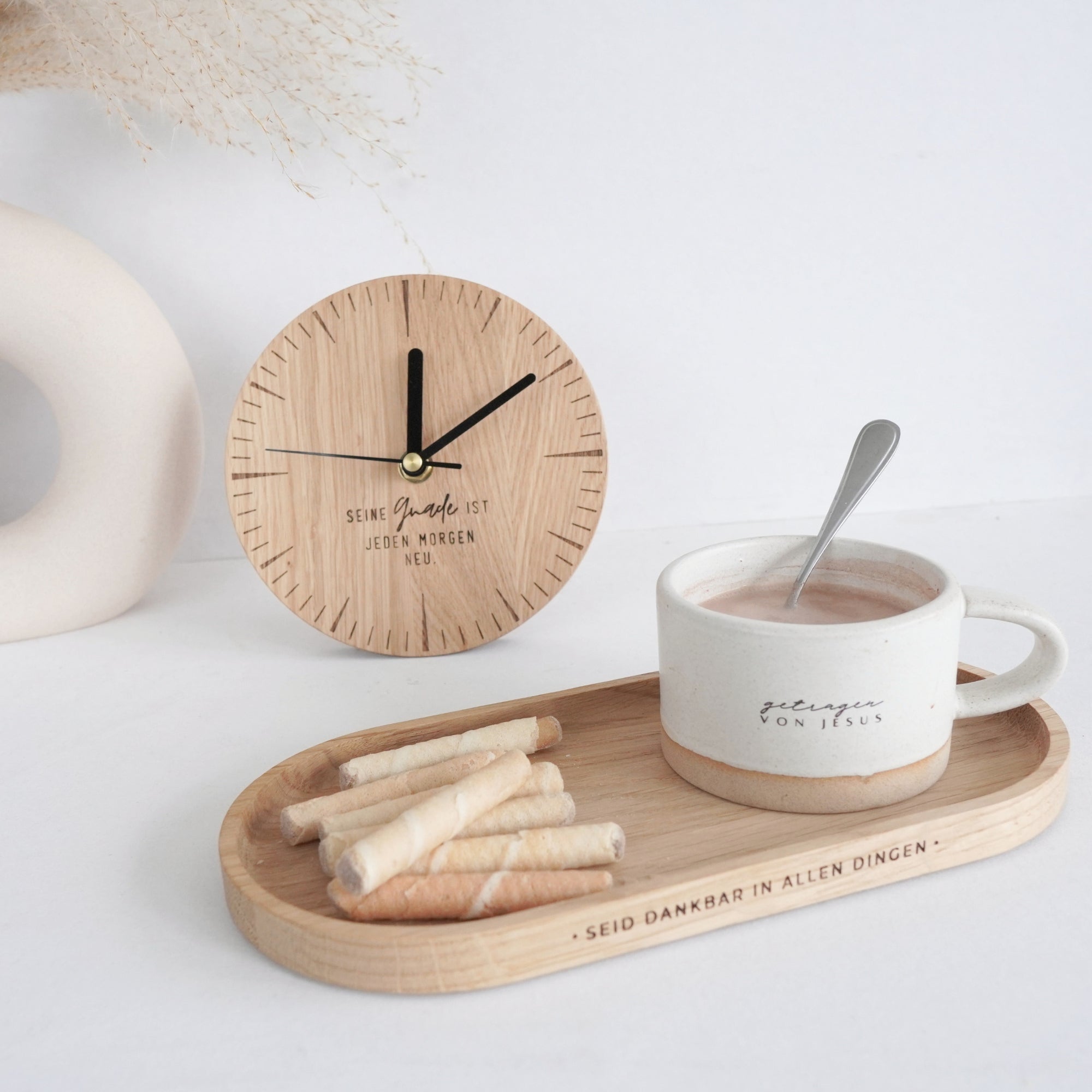 Tischuhr "Seine Gnade" massivem Eichenholz