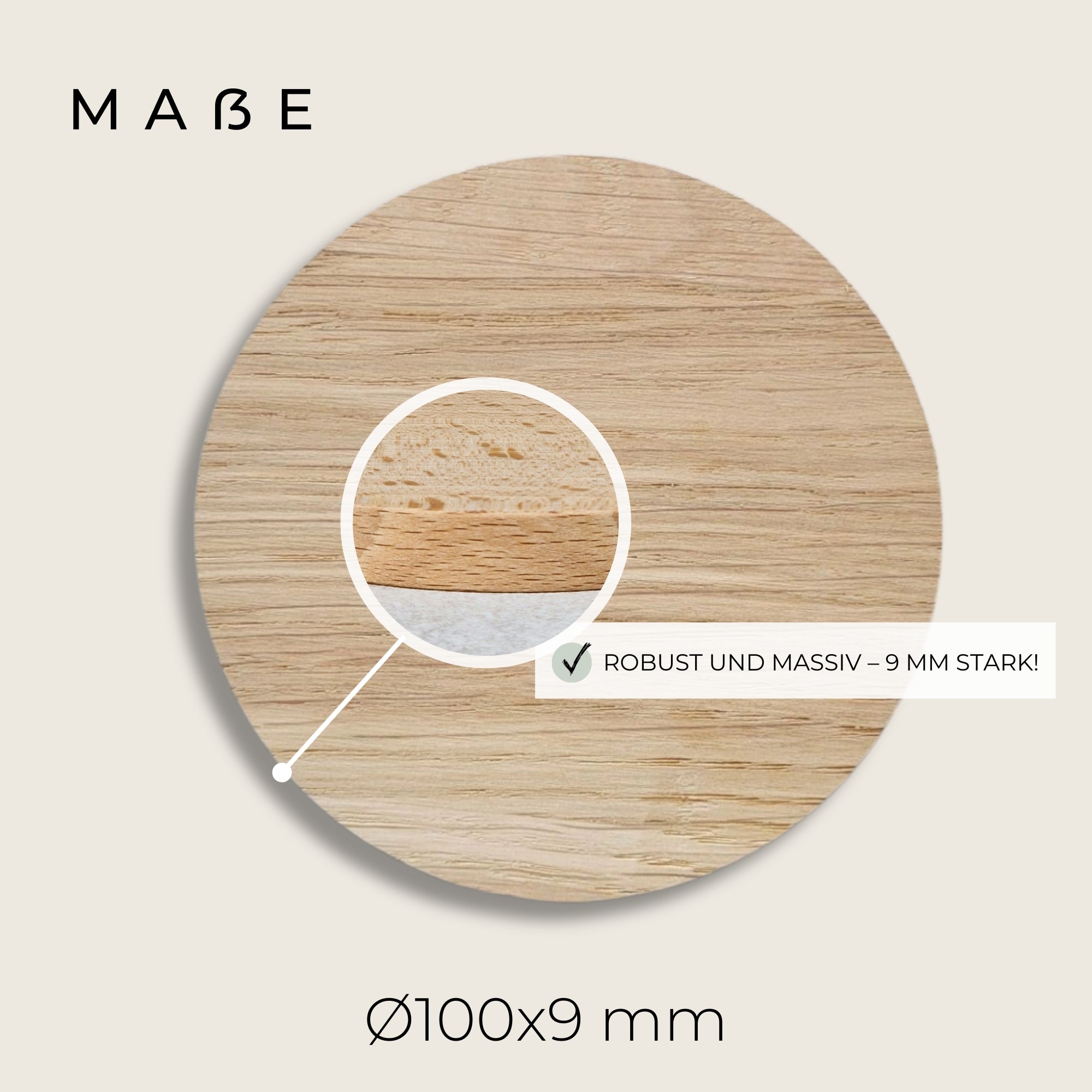 Untersetzer "Geliebt" Massivholz Eiche