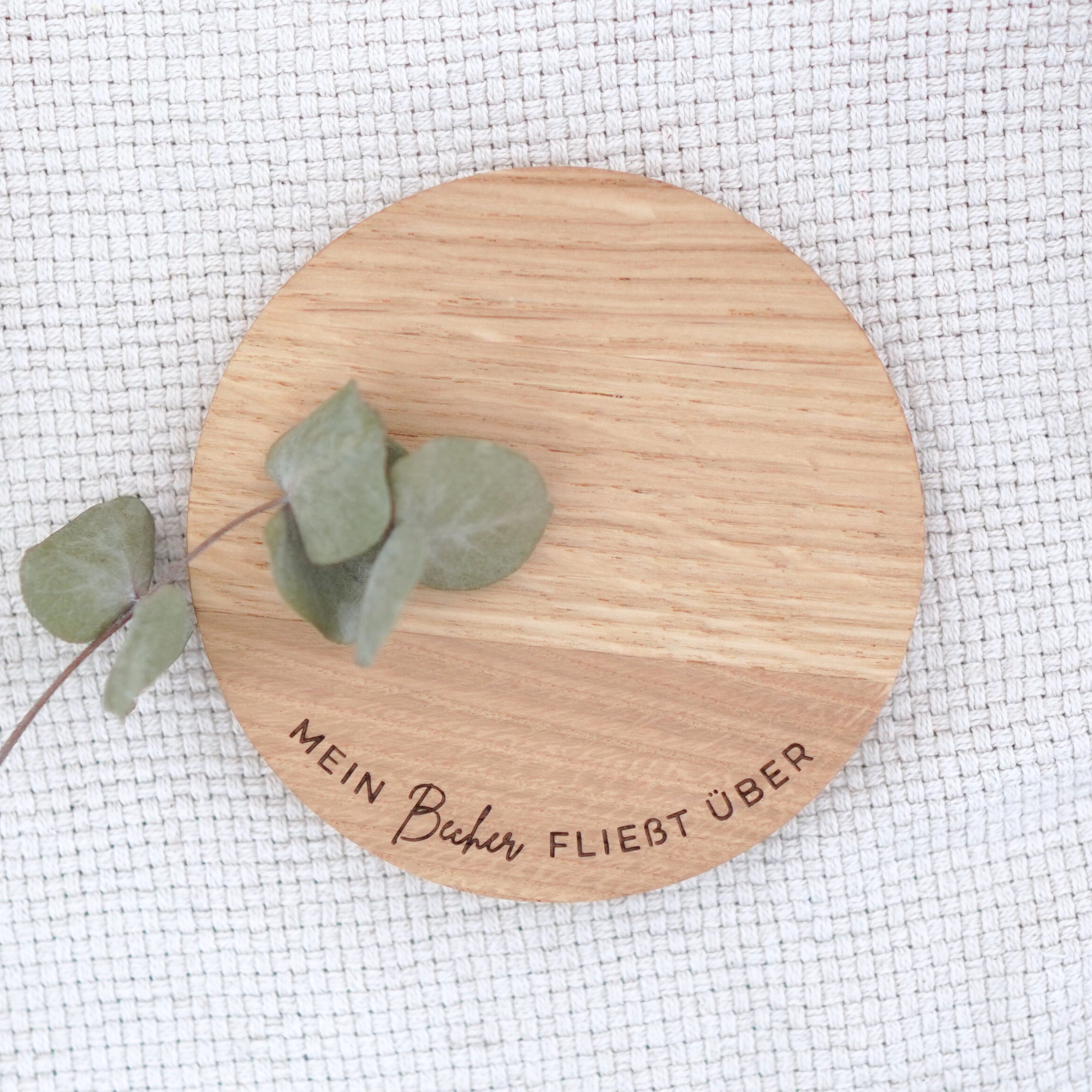 Untersetzer "Mein Becher" Massivholz Eiche