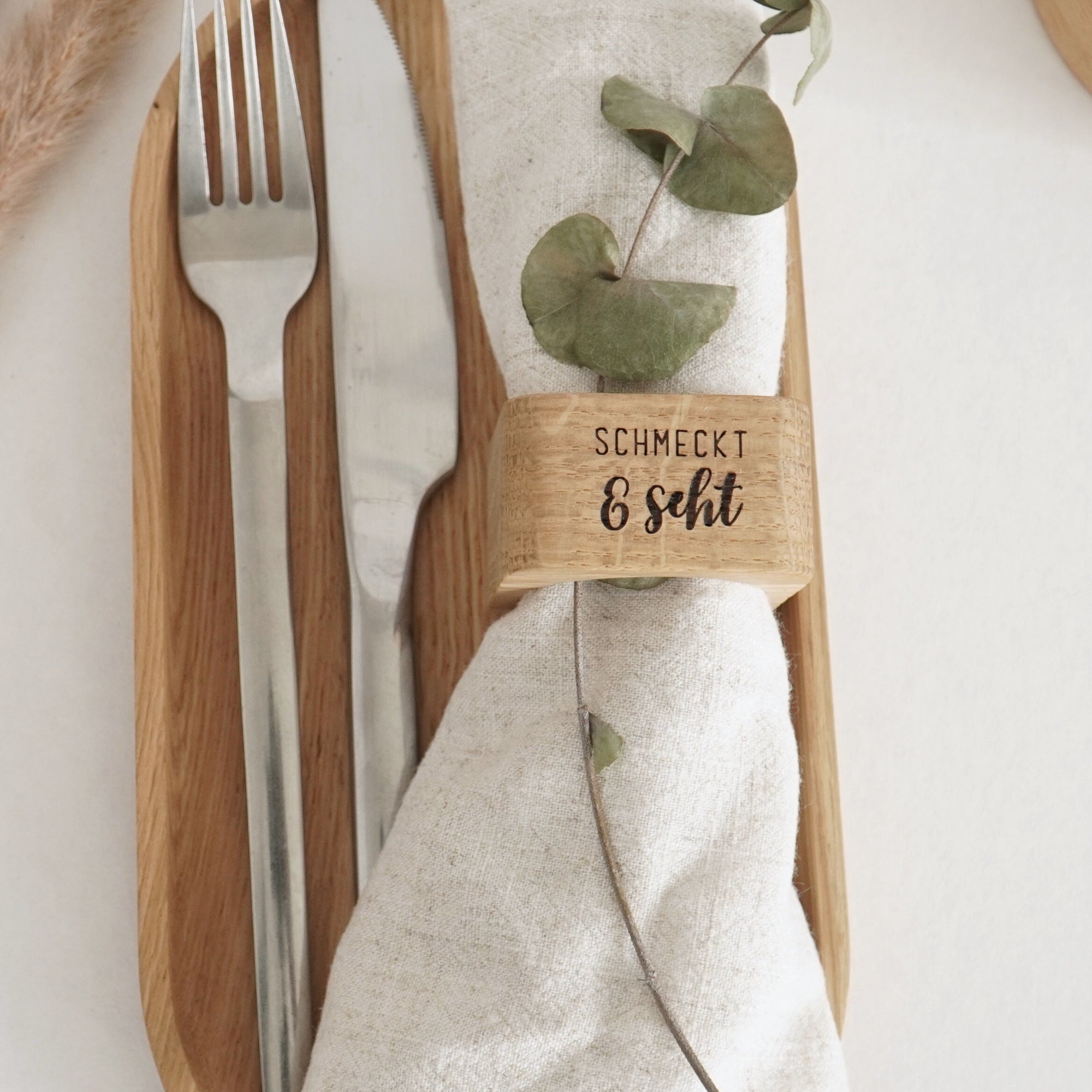 Serviettenring "schmeckt & seht" Massivholz Eiche