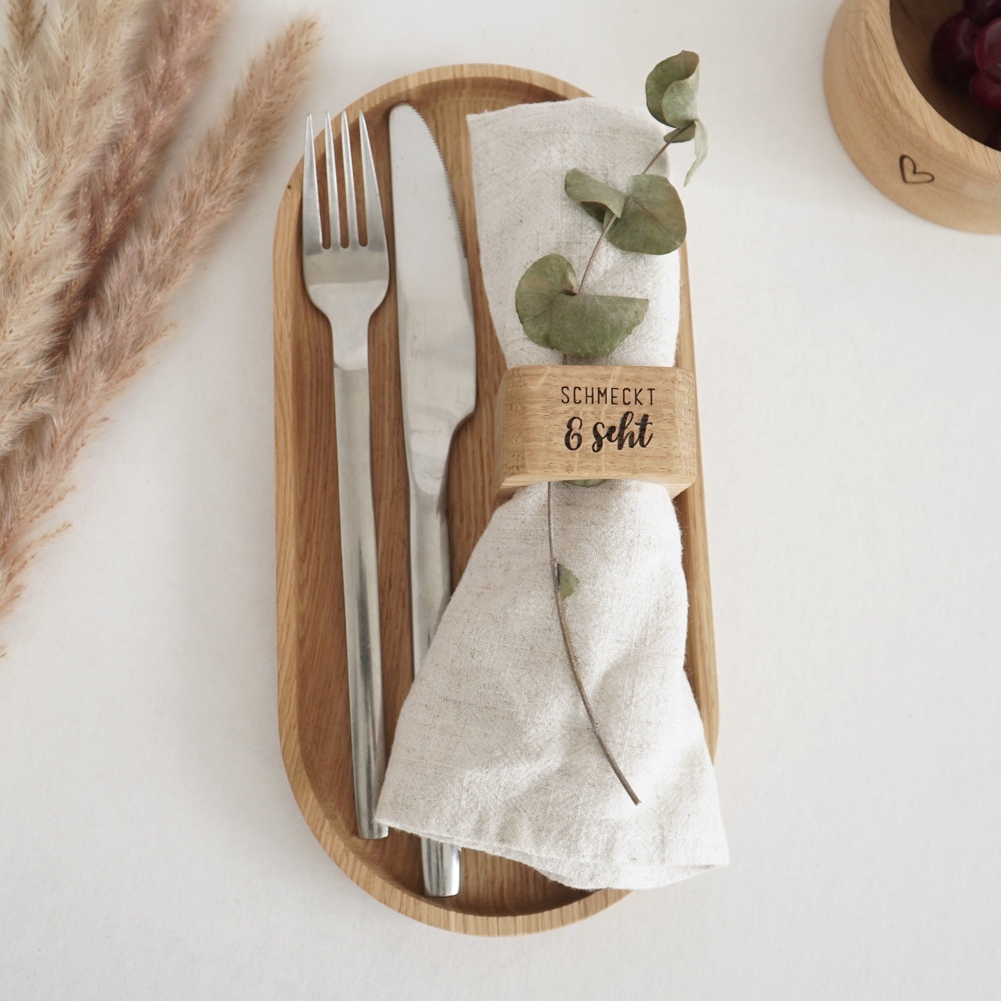 Serviettenring "schmeckt & seht" Massivholz Eiche