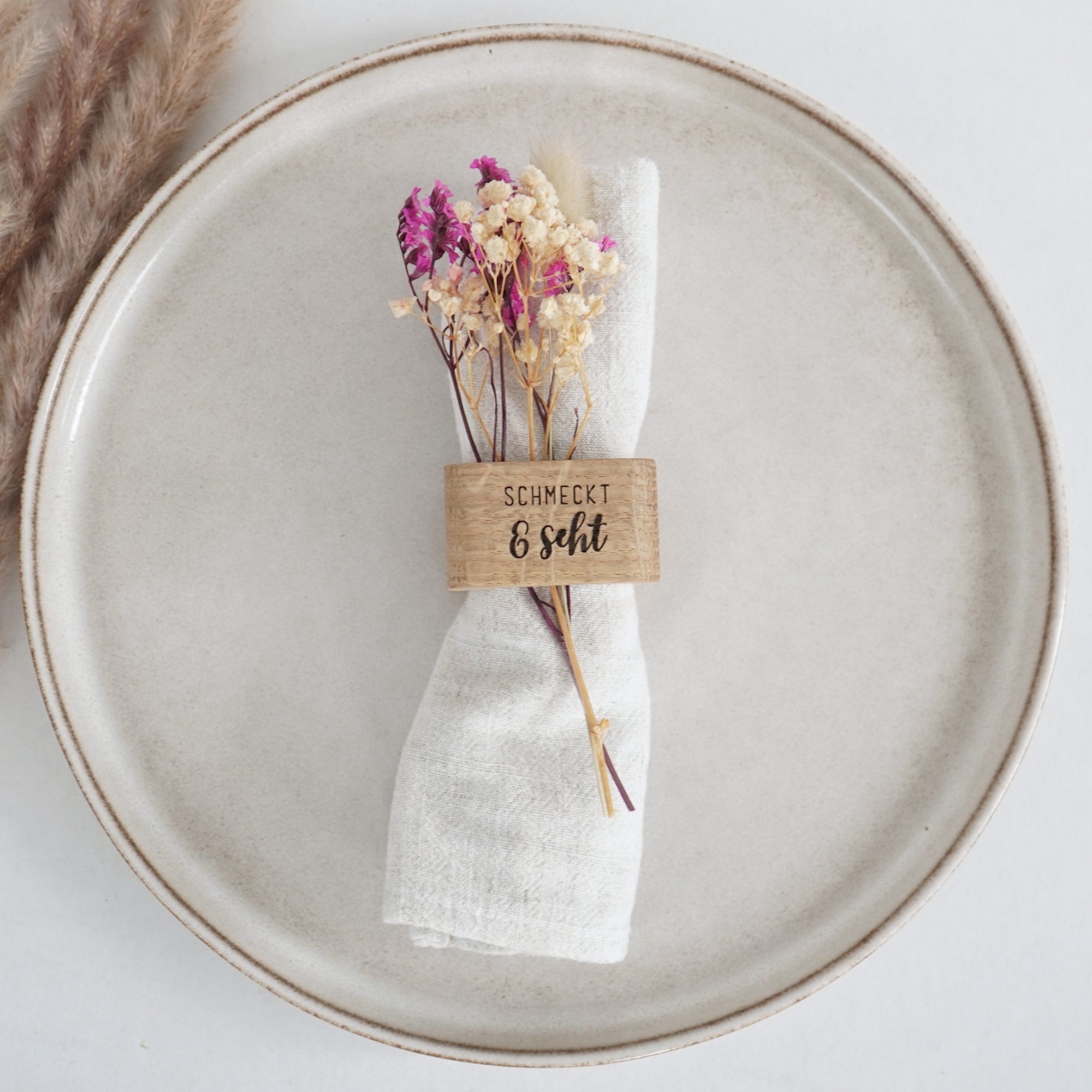 Serviettenring "schmeckt & seht" Massivholz Eiche