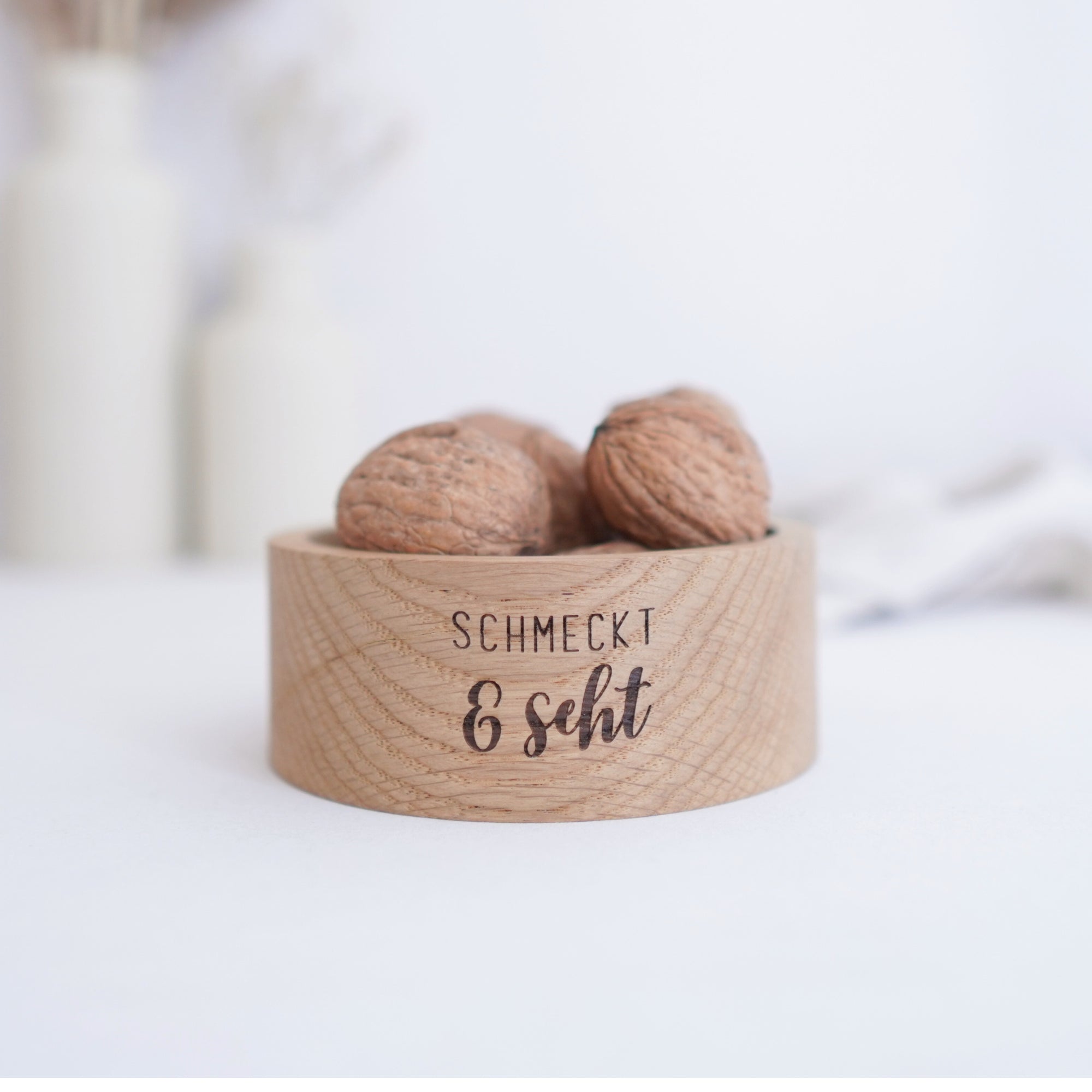 Kleine Holzschale · "schmeckt & seht" · Eiche