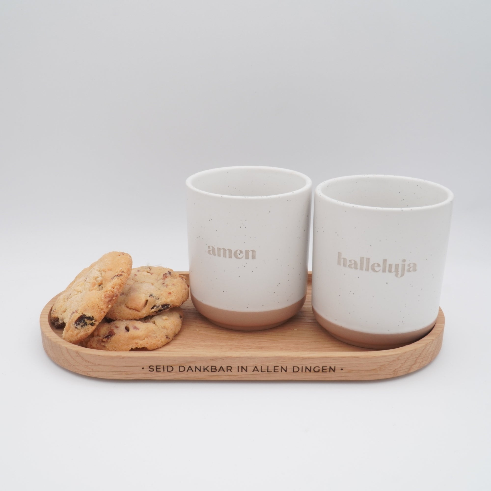 Holztablett "Seid dankbar" · Gravur · Eiche | KANU