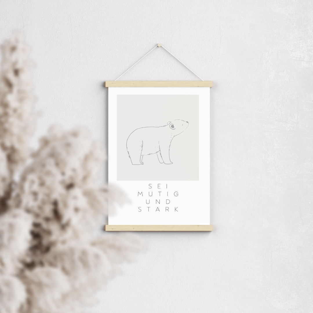 Leinwand-Poster · Kinder · "Mutig & Stark" · Bär · A3/ A4/ A5