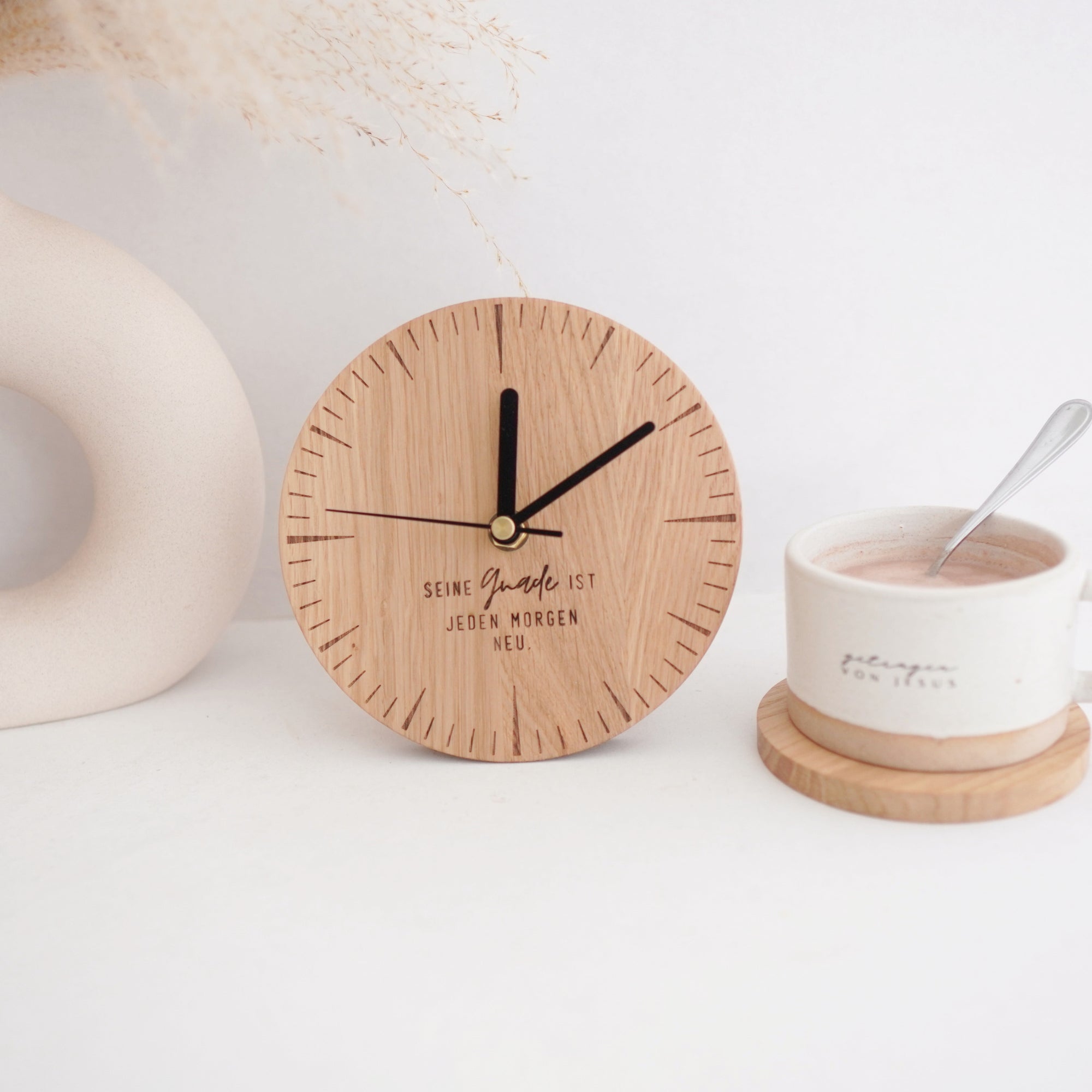 Tischuhr "Seine Gnade" massivem Eichenholz