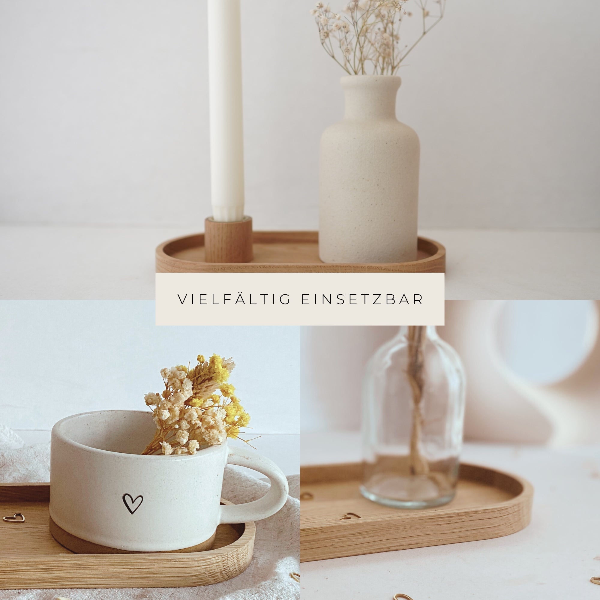 Kerzenhalter "Gnade Hoffnung Liebe" Eiche