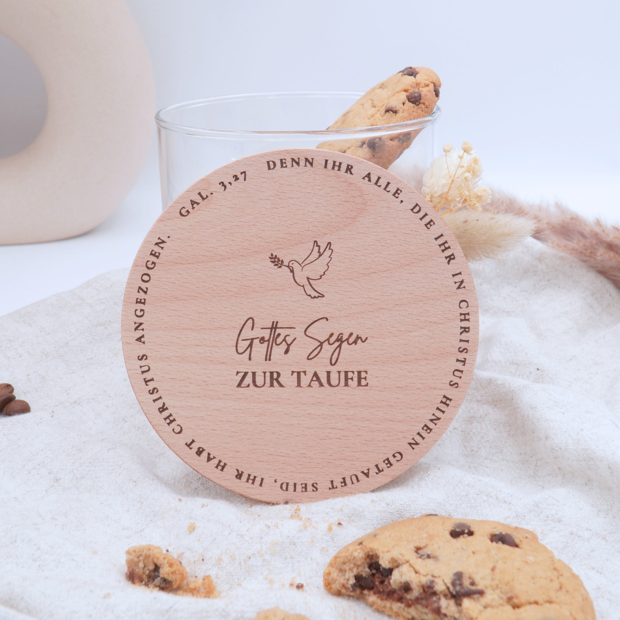 Vorratsglas mit Holzdeckel "Gottes Segen zur Taufe" Gravur・530 bis 880ml