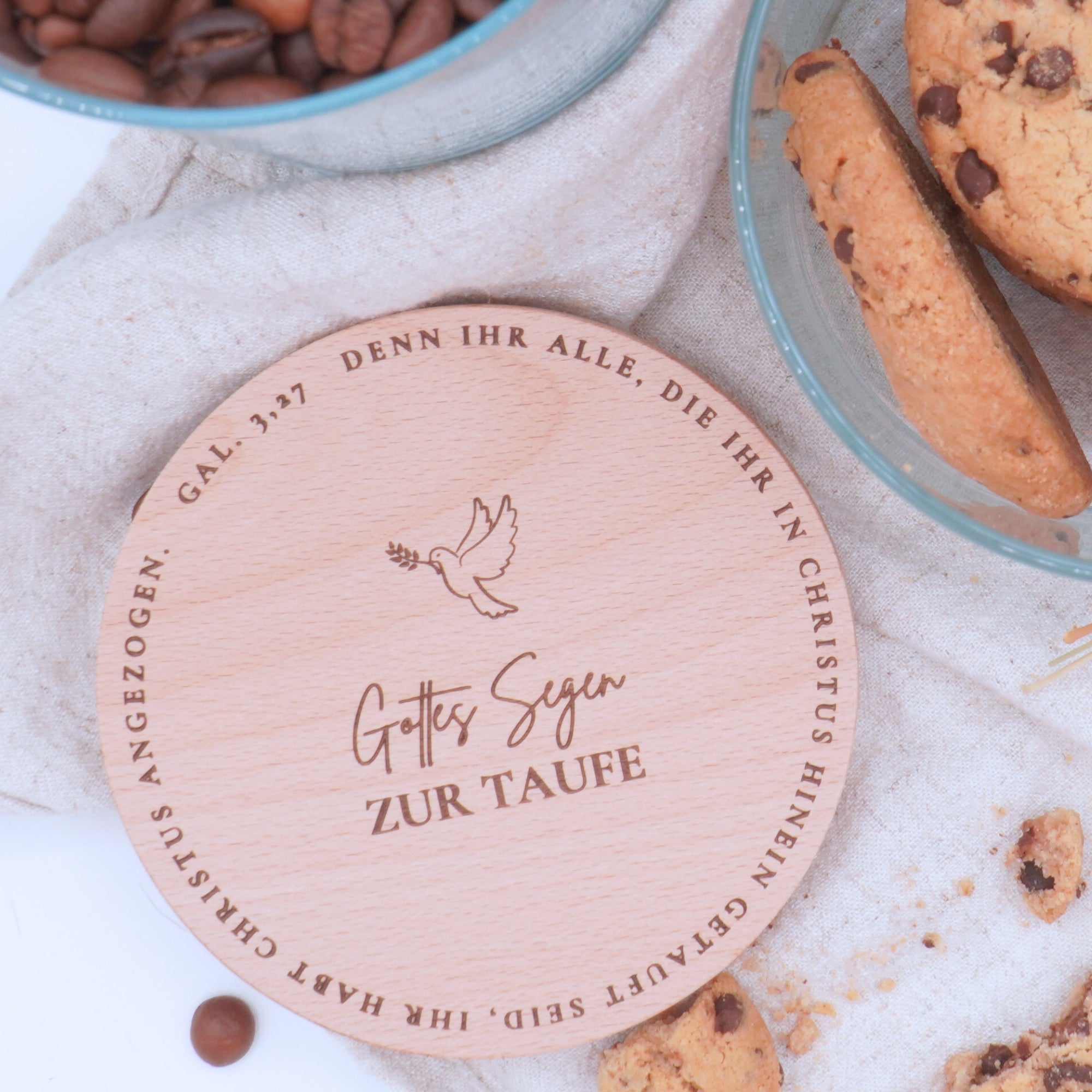 Vorratsglas mit Holzdeckel "Gottes Segen zur Taufe" Gravur・530 bis 880ml