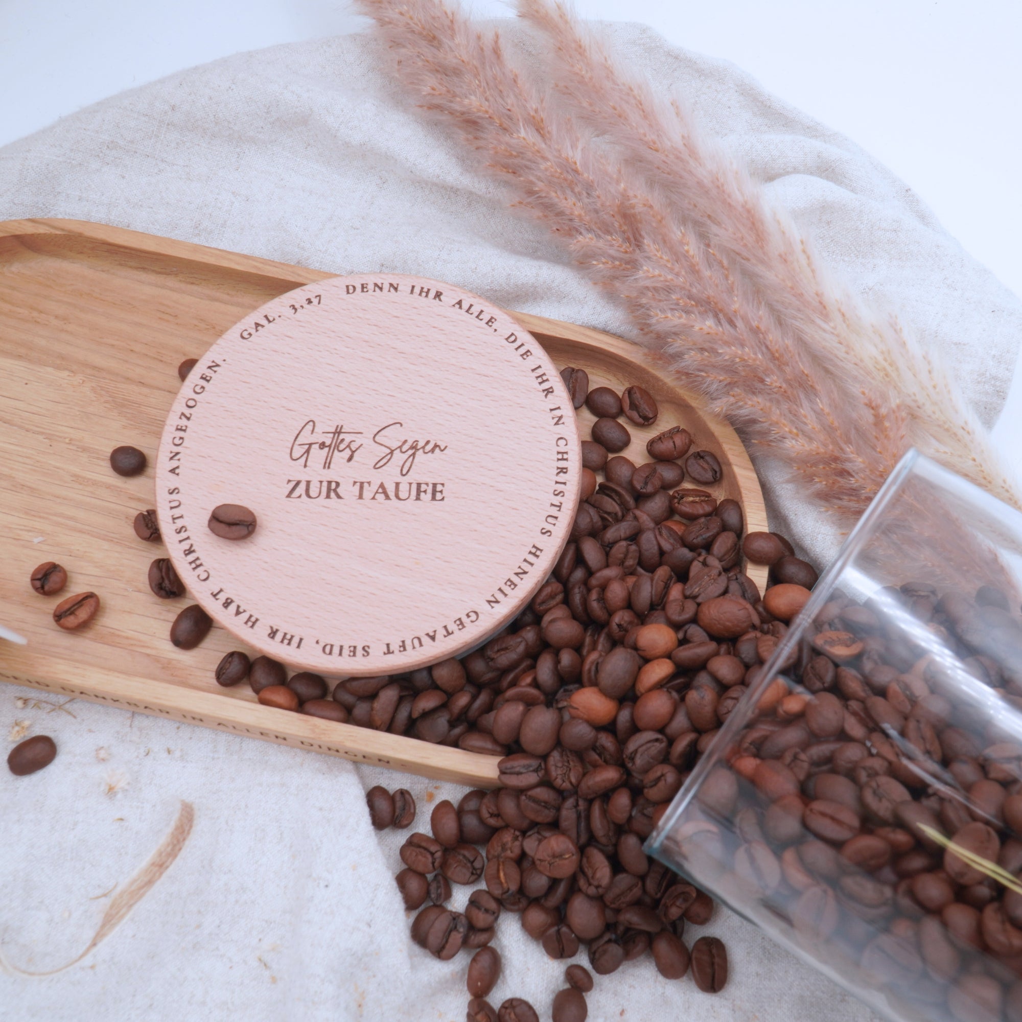 Vorratsglas mit Holzdeckel "Gottes Segen zur Taufe" Gravur・530 bis 880ml