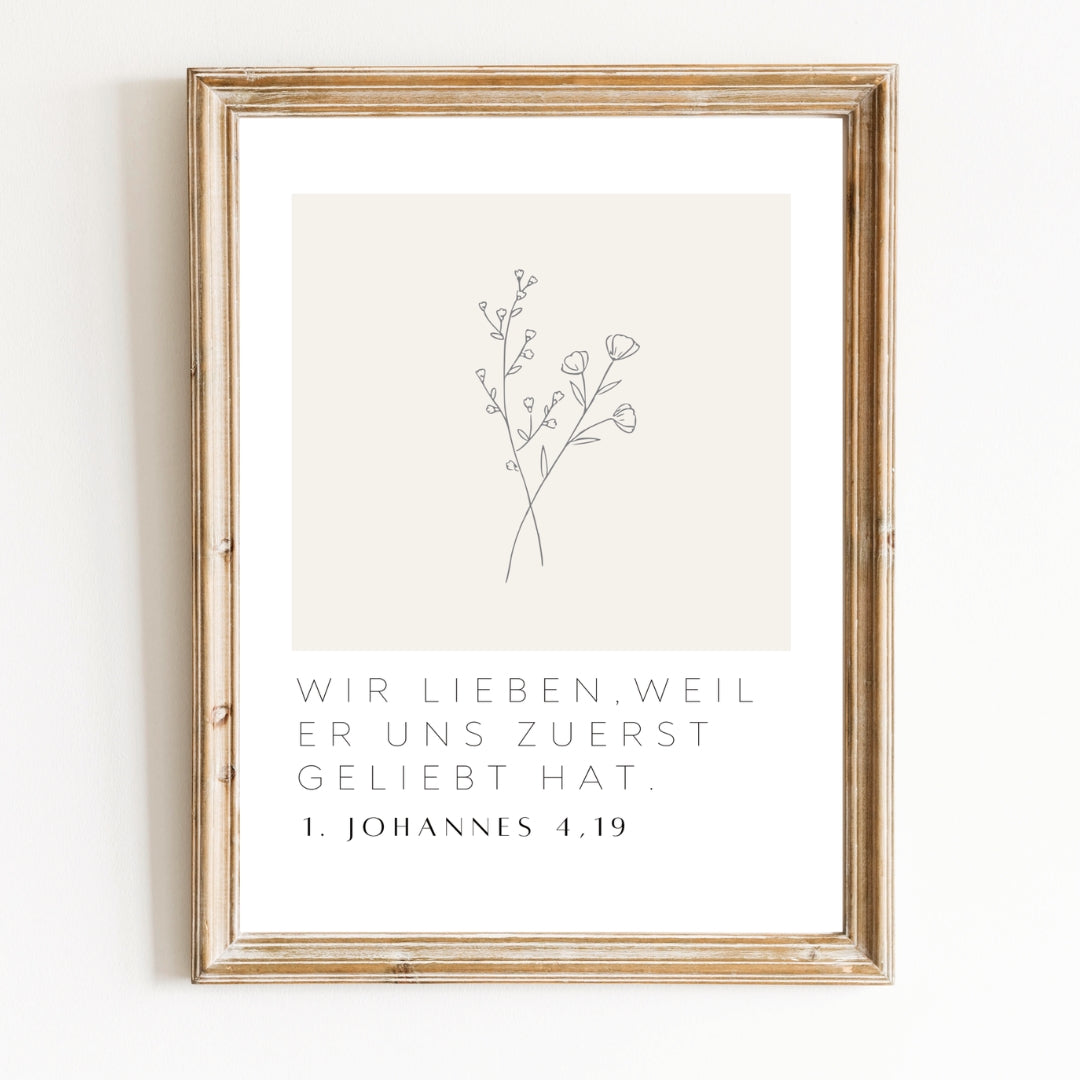 Leinwand-Poster "Er hat uns zuerst geliebt" · A3/ A4/ A5 · Bibelvers