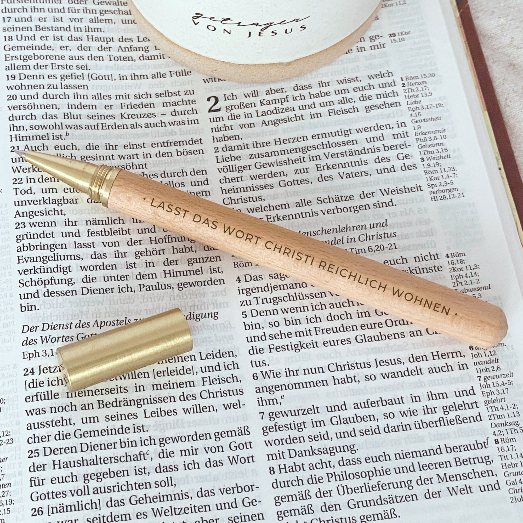 Edler Buchenholz Kugelschreiber "Das Wort Christi"