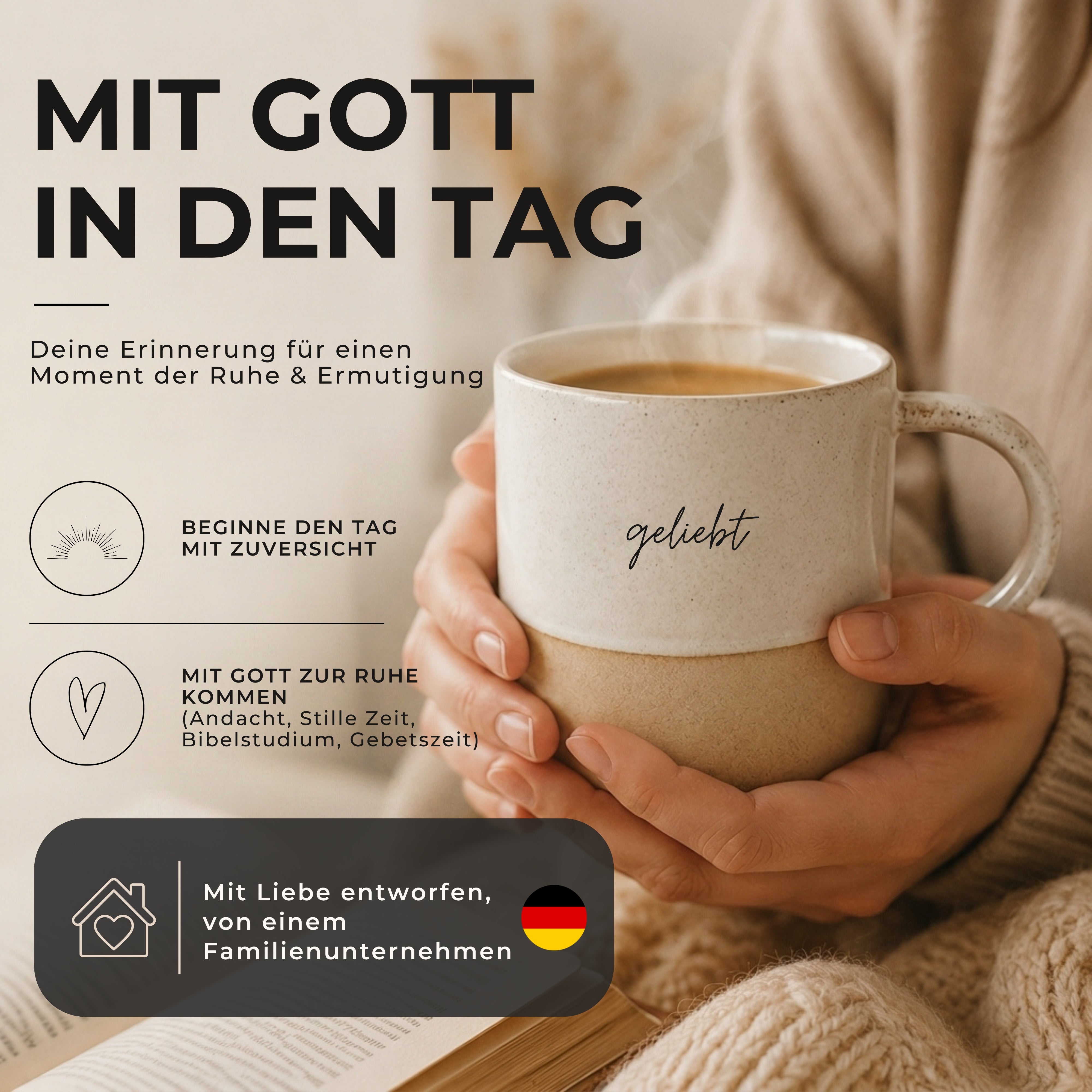 Handgemachte Tasse "Geliebt" 300ml · Graviert | RUSTY-M
