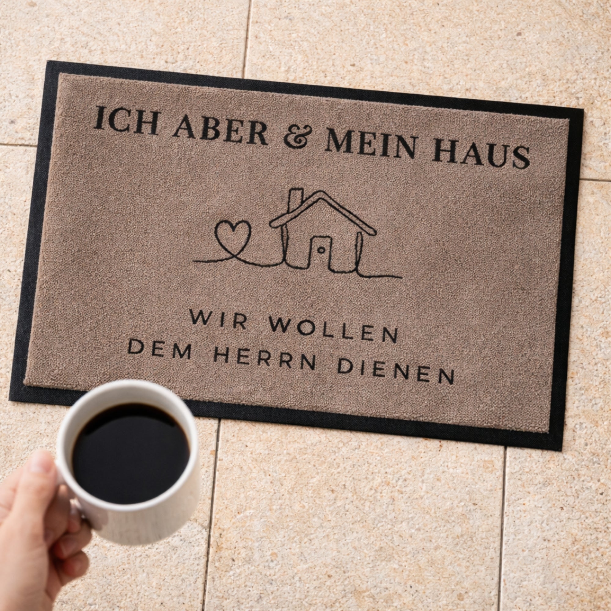 Waschbare Fußmatte "Ich aber und mein Haus" 60 x 40 cm