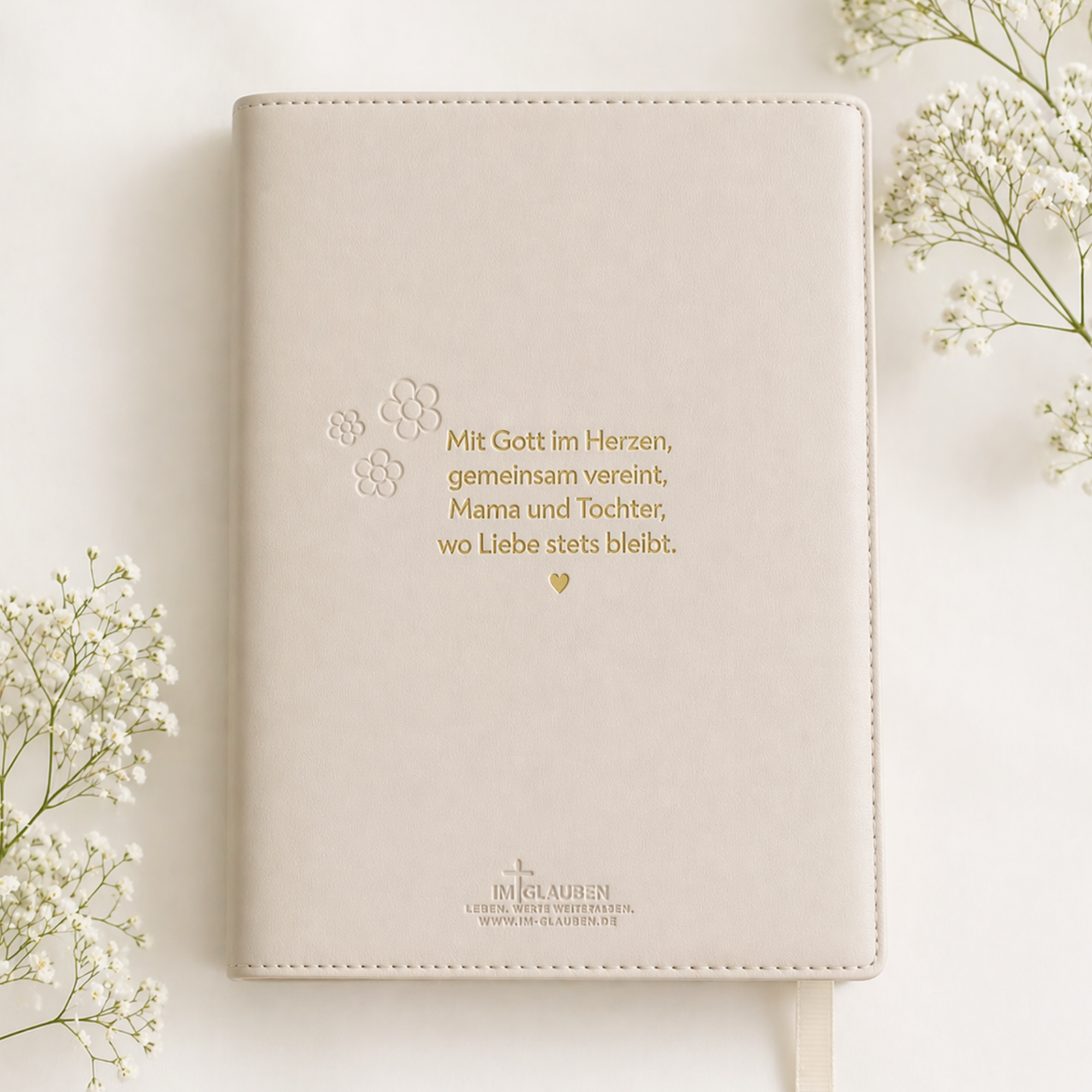 Mama & Tochter Journal · PU-Leder Umschlag Creme · Goldprägung