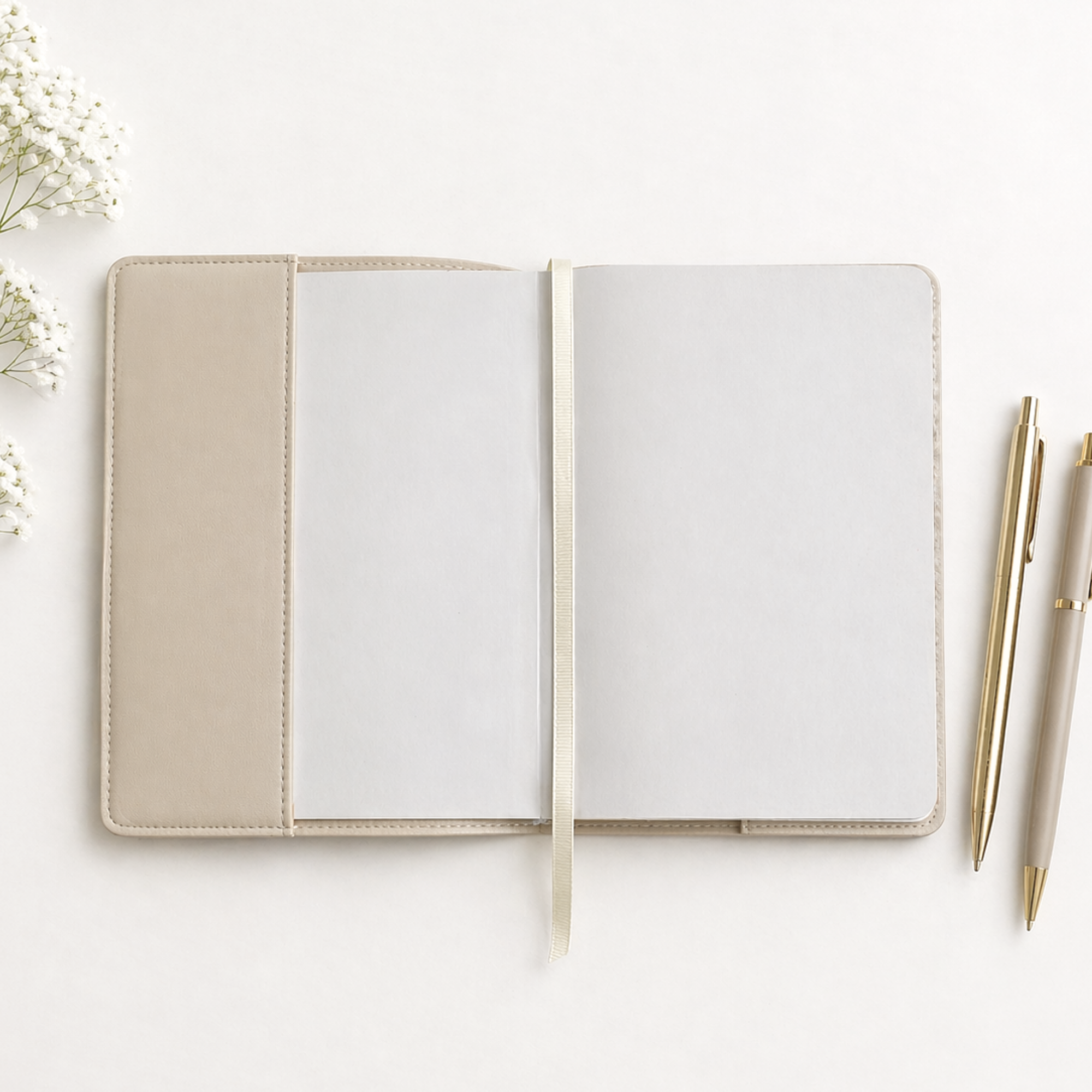 Mama & Tochter Journal · PU-Leder Umschlag Creme · Goldprägung