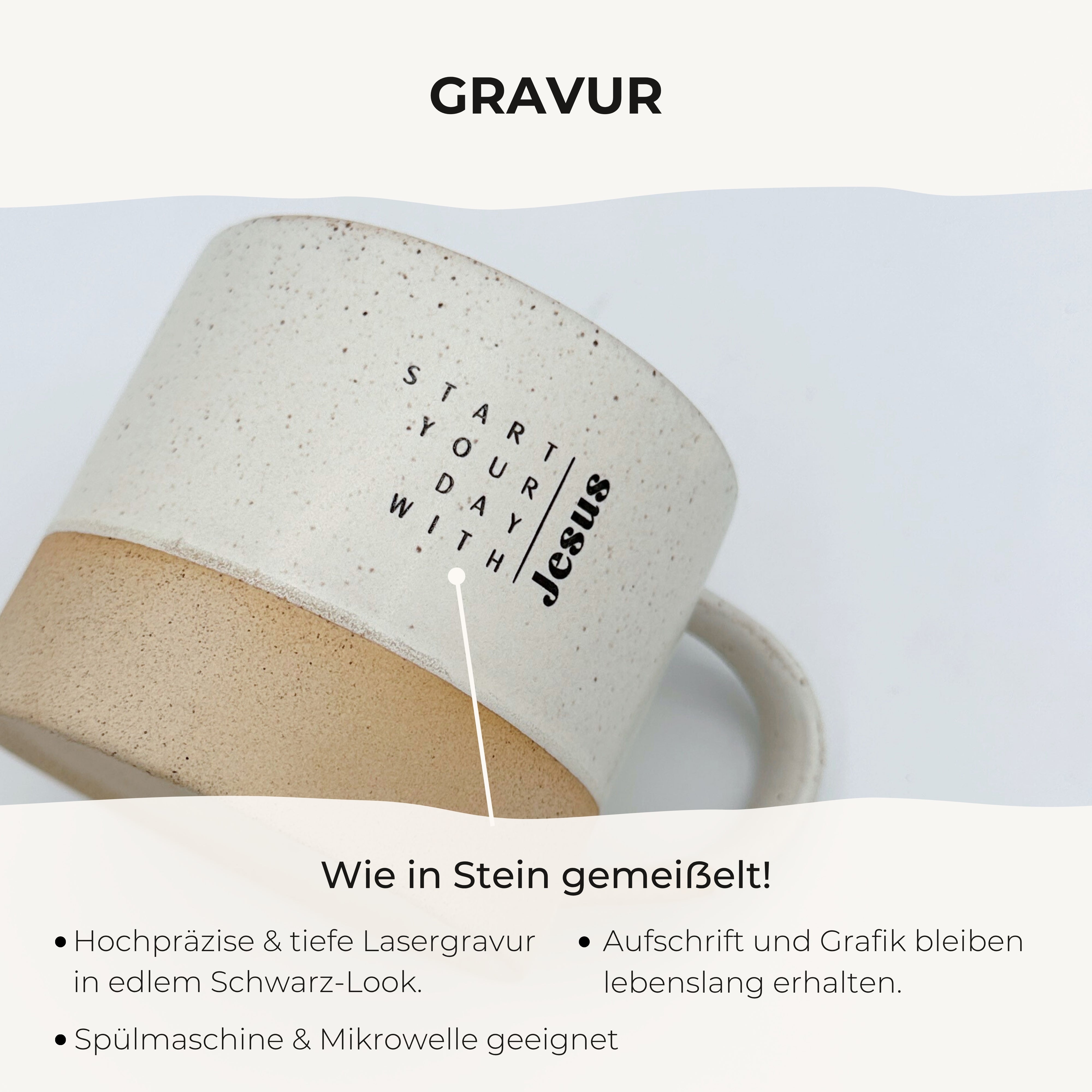 Handgemachte Tasse "Geliebt" 300ml · Graviert | RUSTY-M