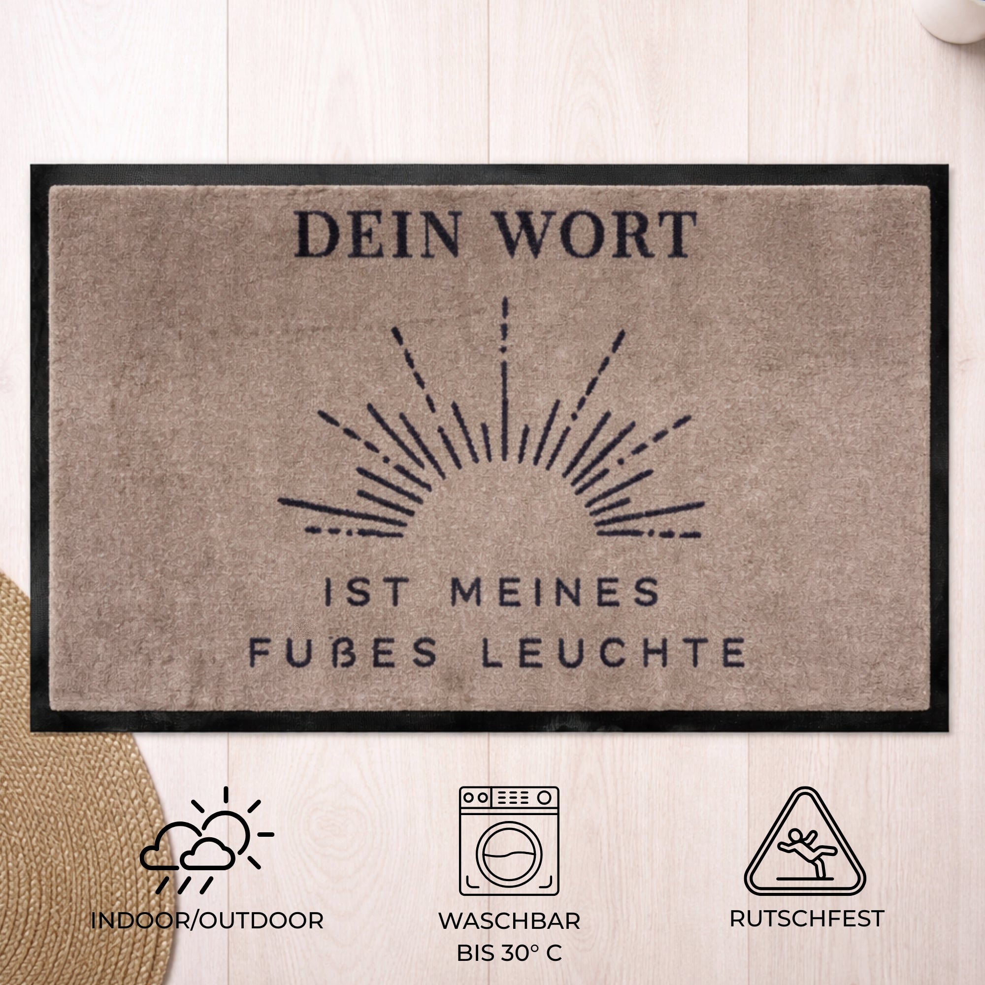 Waschbare Fußmatte "Meines Fußes Leuchte" 60 x 40 cm