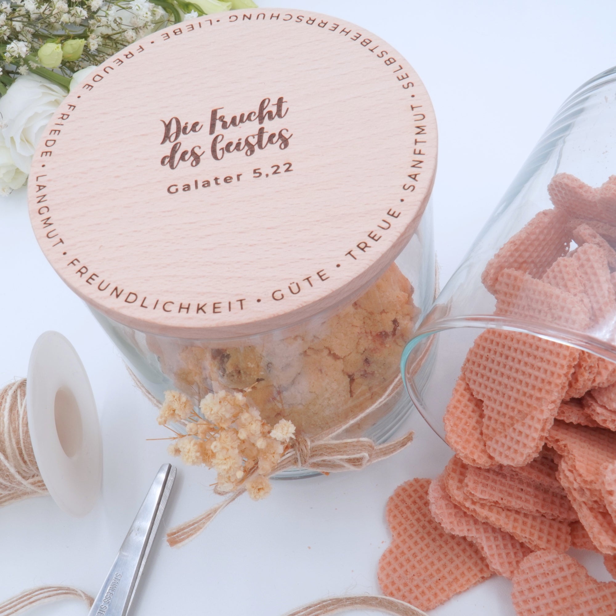Vorratsglas mit Holzdeckel "Frucht des Geistes" Gravur・530 bis 880ml