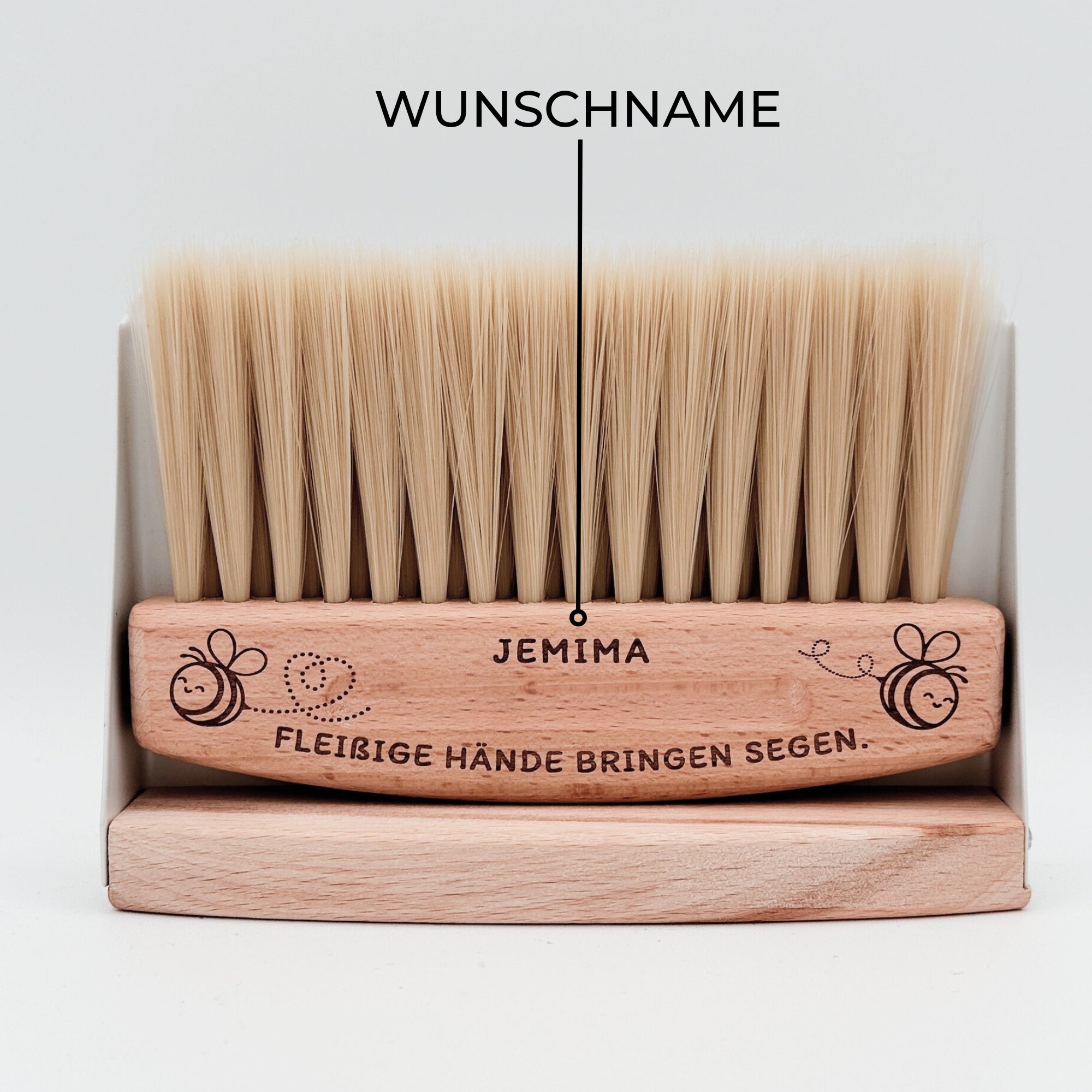 Kehrgarnitur-Set "Fleißige Hände" mit Wunschnamen-Gravur