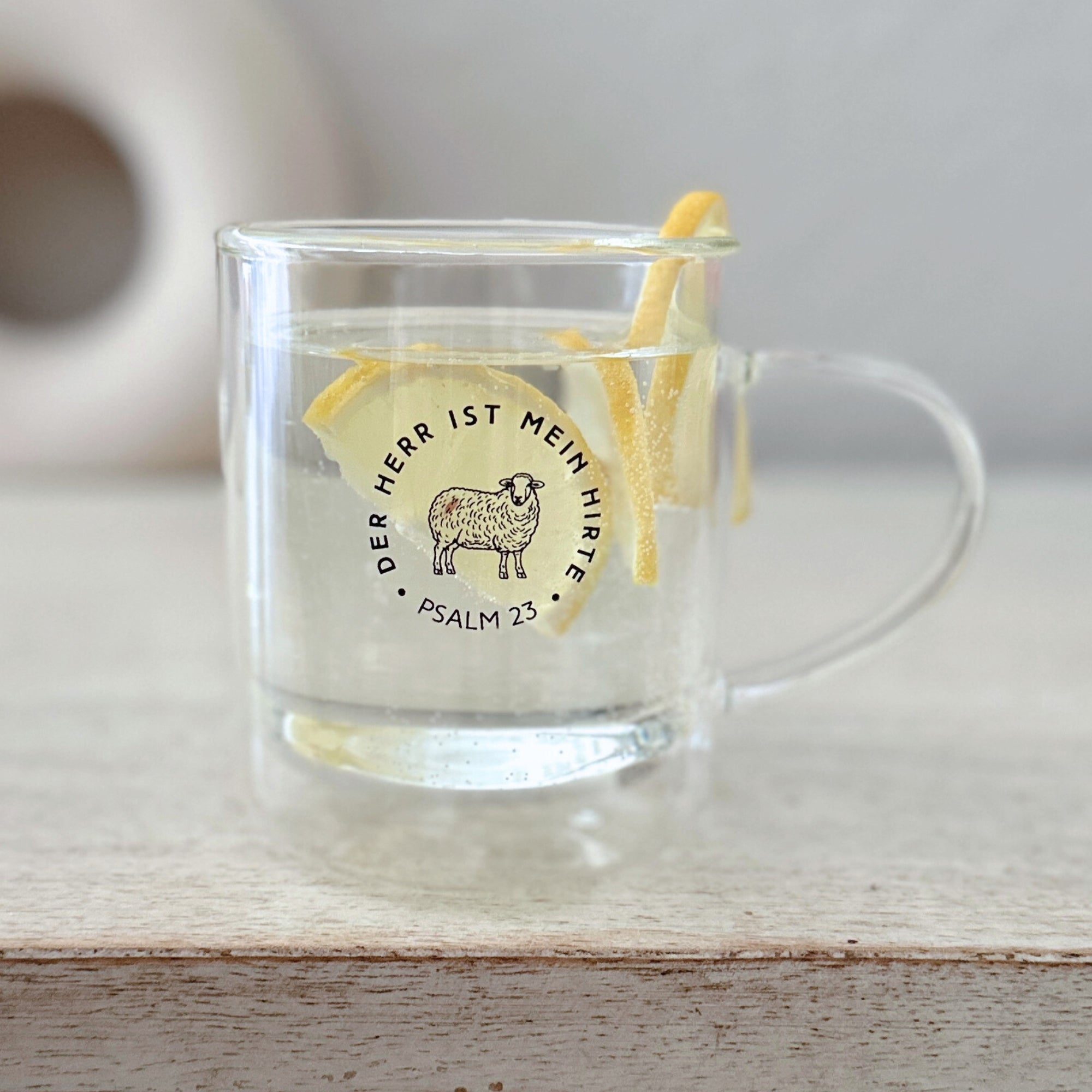 Thermotasse Glas "Mein Hirte" · 350ml · inkl. Glasdeckel & Edelstahlsieb