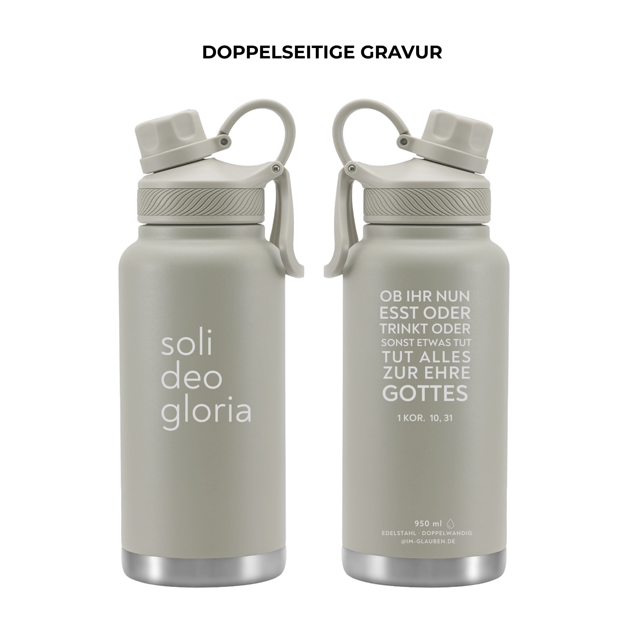 Edelstahlflasche 940 ml · Doppelwand · "Soli Deo Gloria" · Gravur