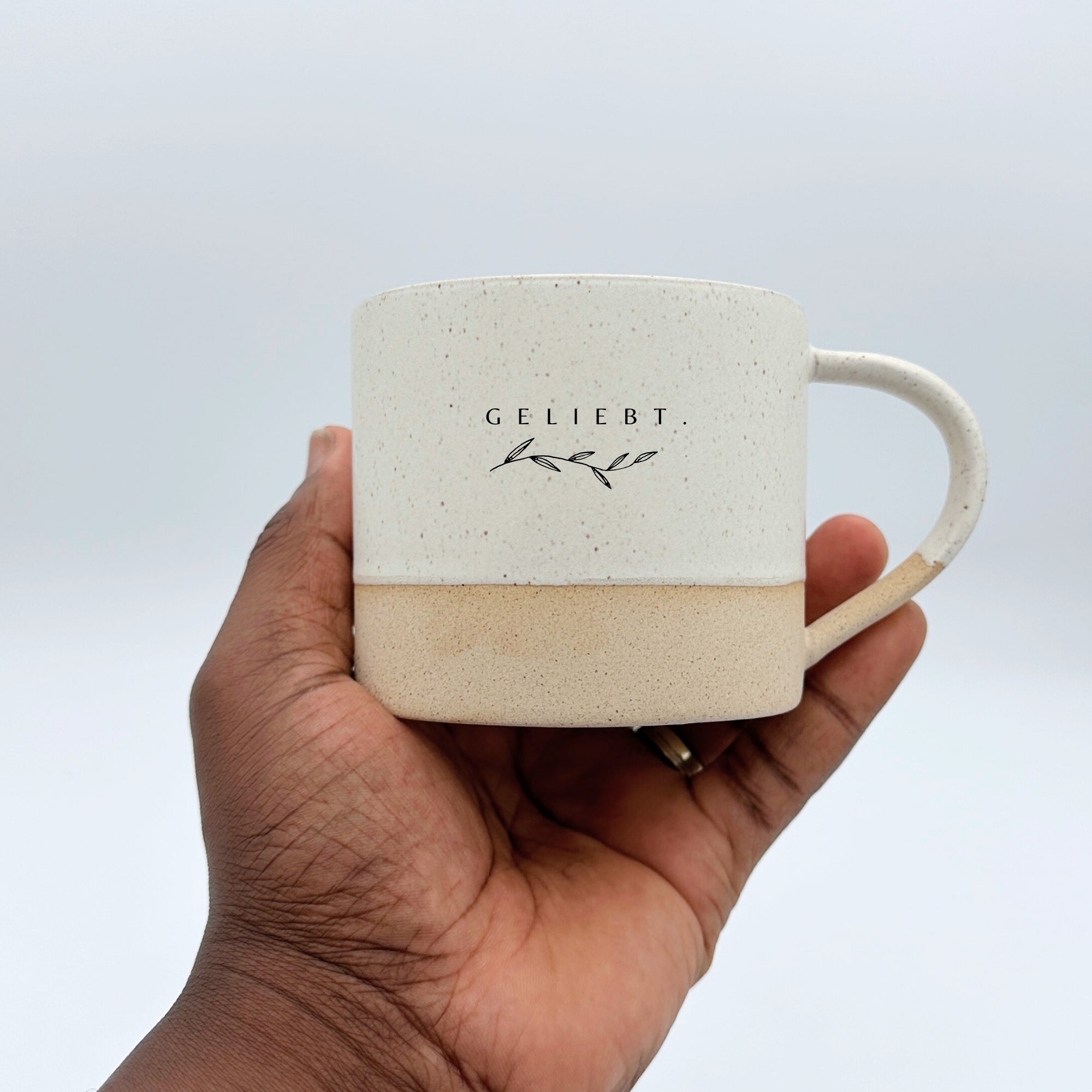 Handgemachte Tasse 2er-Set "Geliebt Gesegnet" je 300ml · Graviert | RUSTY-M