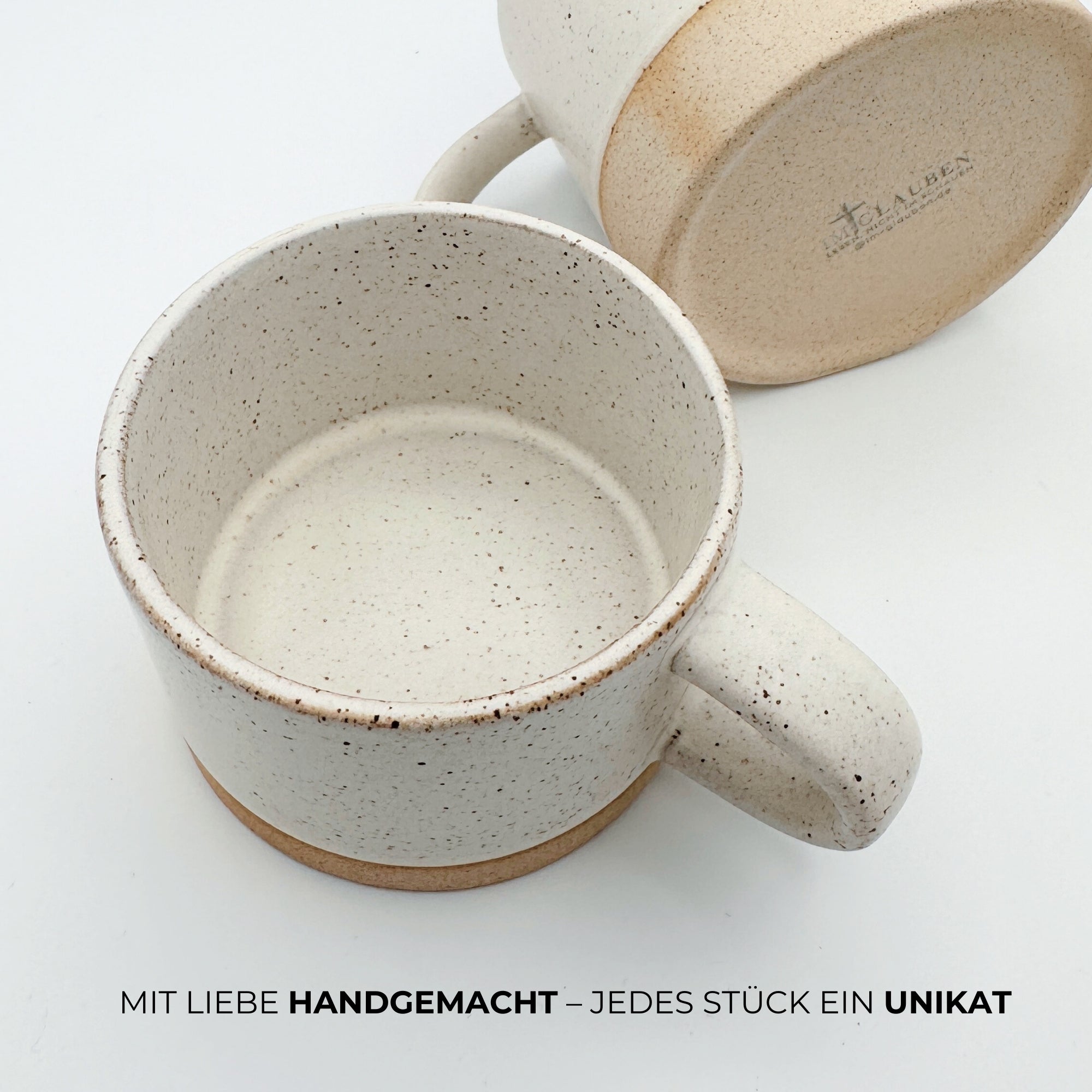 Handgemachte Tasse "Start your day with Jesus" 300ml - Graviert | RUSTY-M