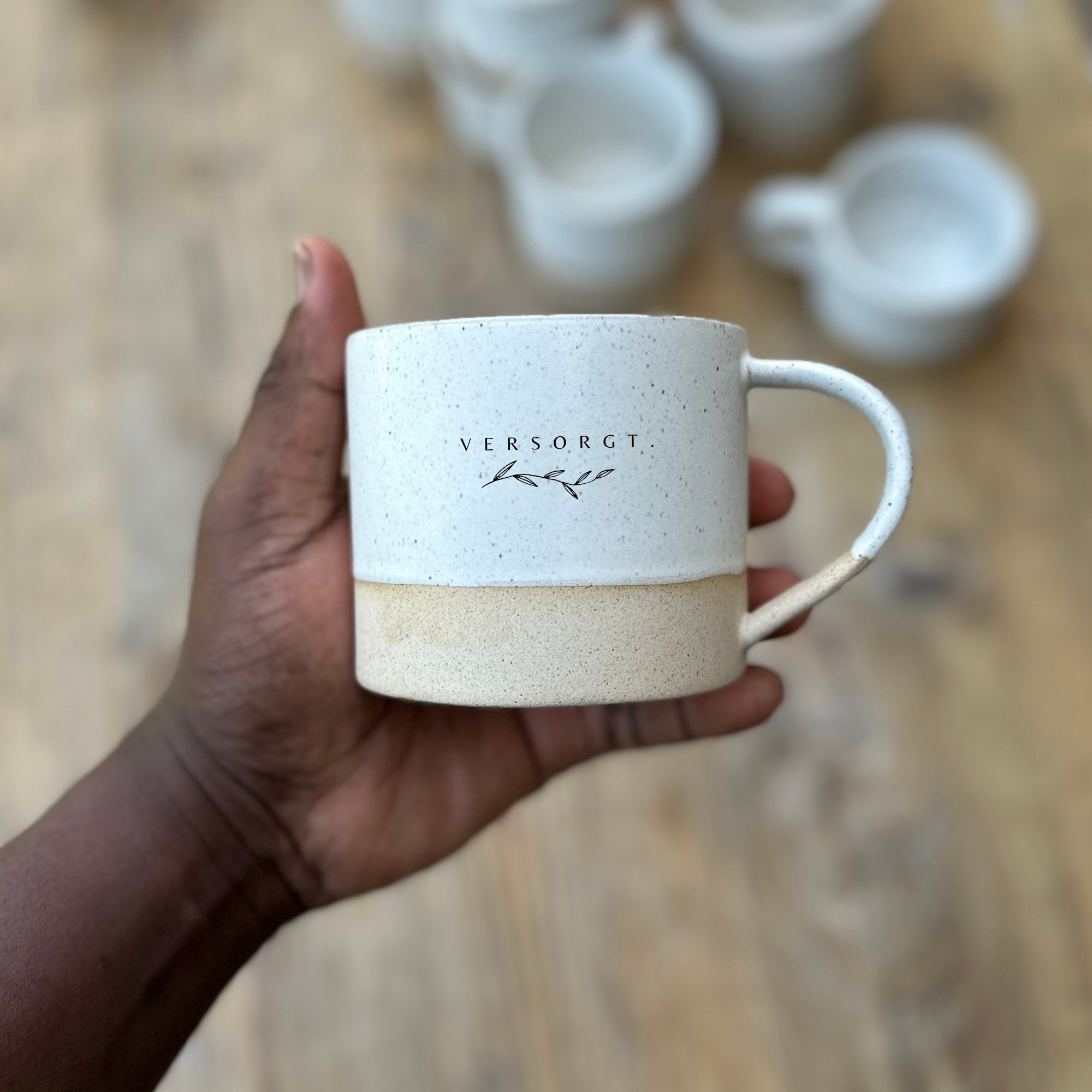 Handgemachte Tasse 4er-Set "Geliebt Gesegnet Versorgt Dankbar" je 300ml · Graviert | RUSTY-M