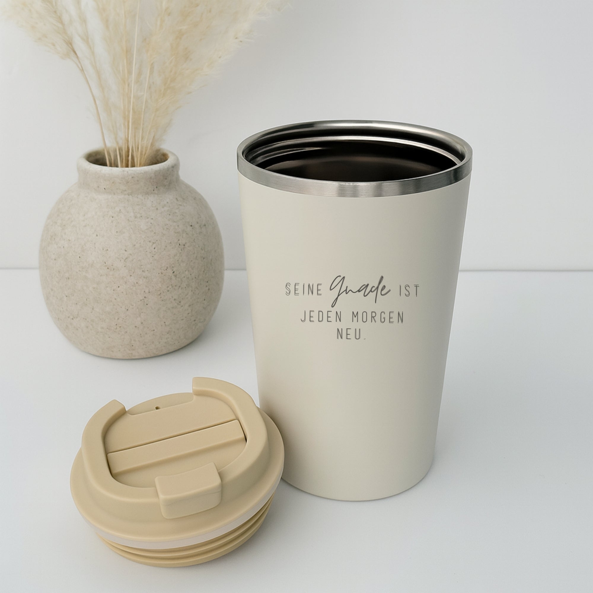 Edelstahlbecher "Seine Gnade" · Doppelwandig · Gravur