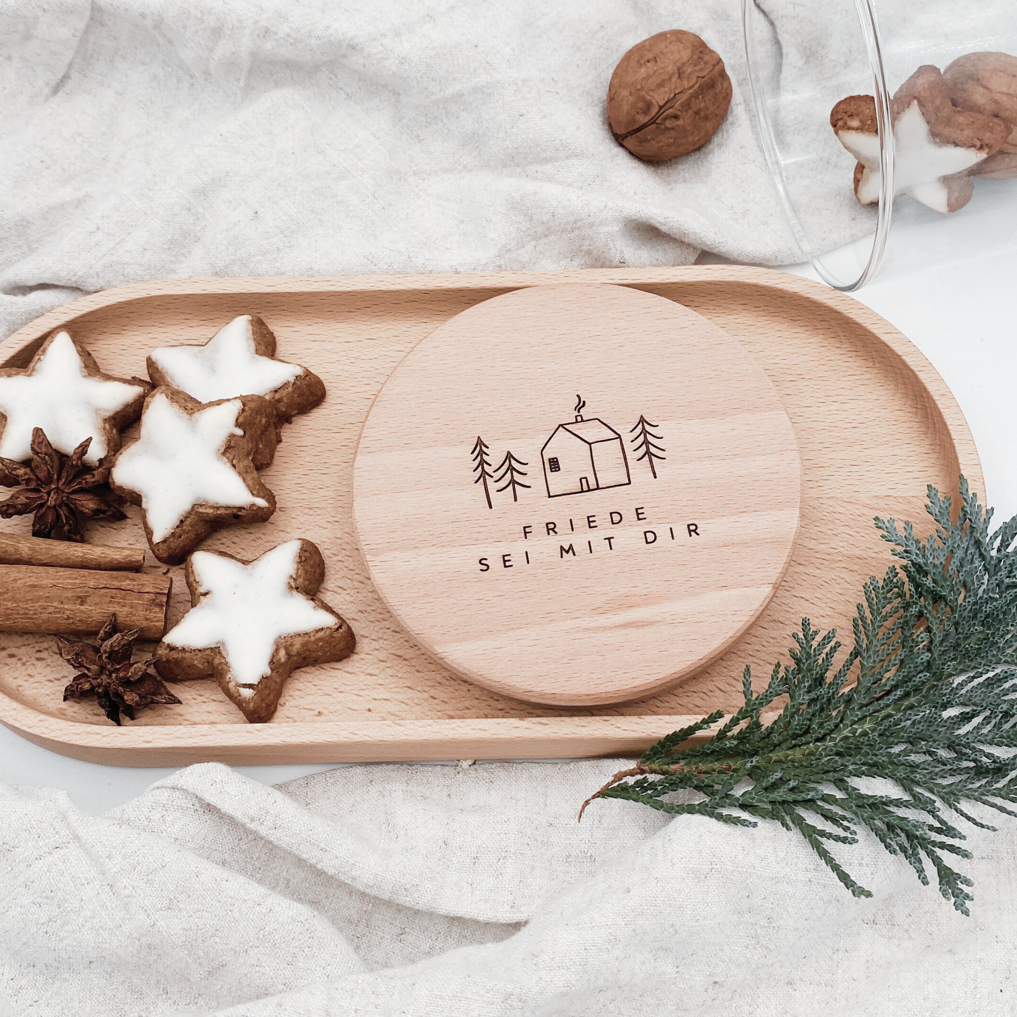 Vorratsglas mit Holzdeckel "Friede sei mit dir" Gravur・530 bis 880ml