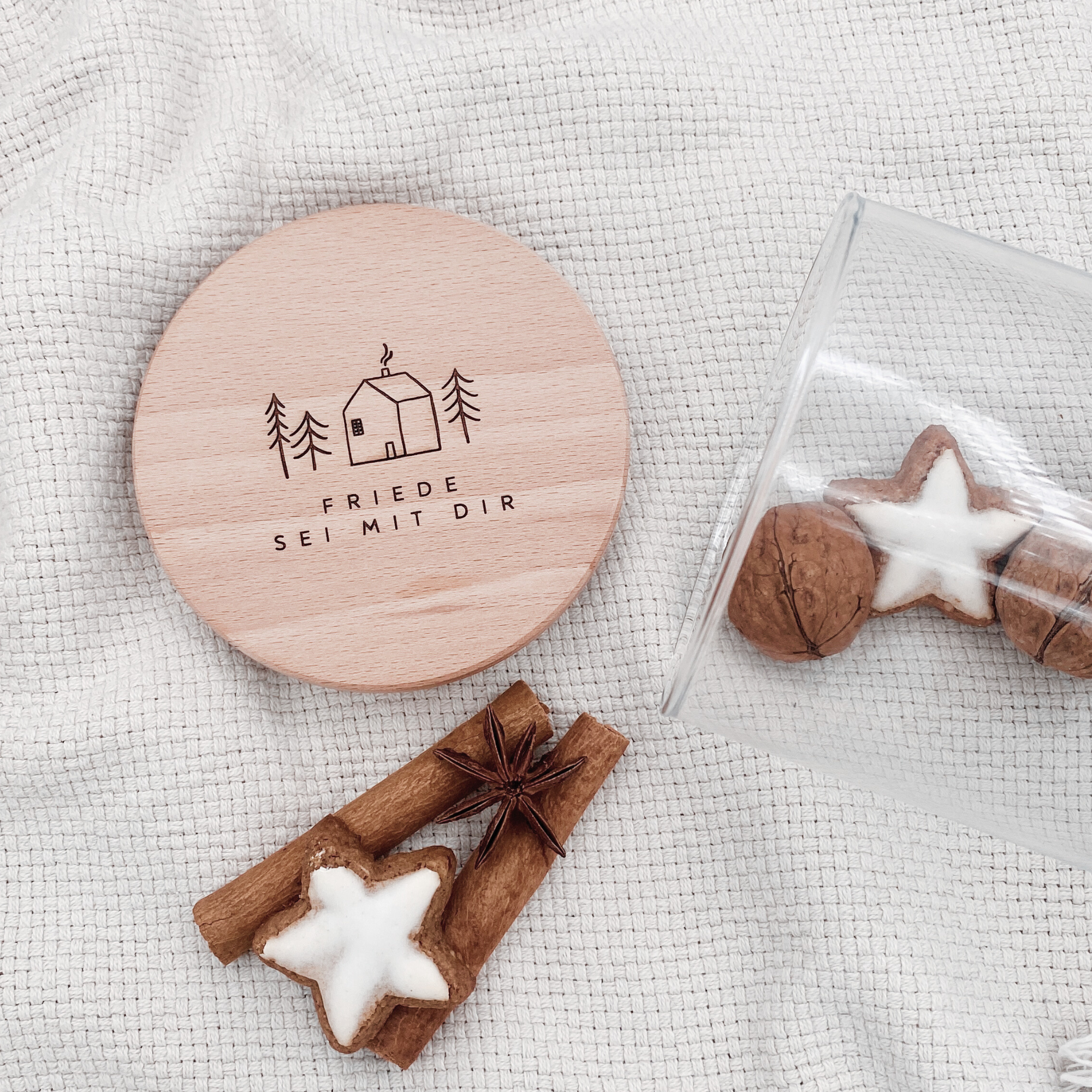 Vorratsglas mit Holzdeckel "Friede sei mit dir" Gravur・530 bis 880ml