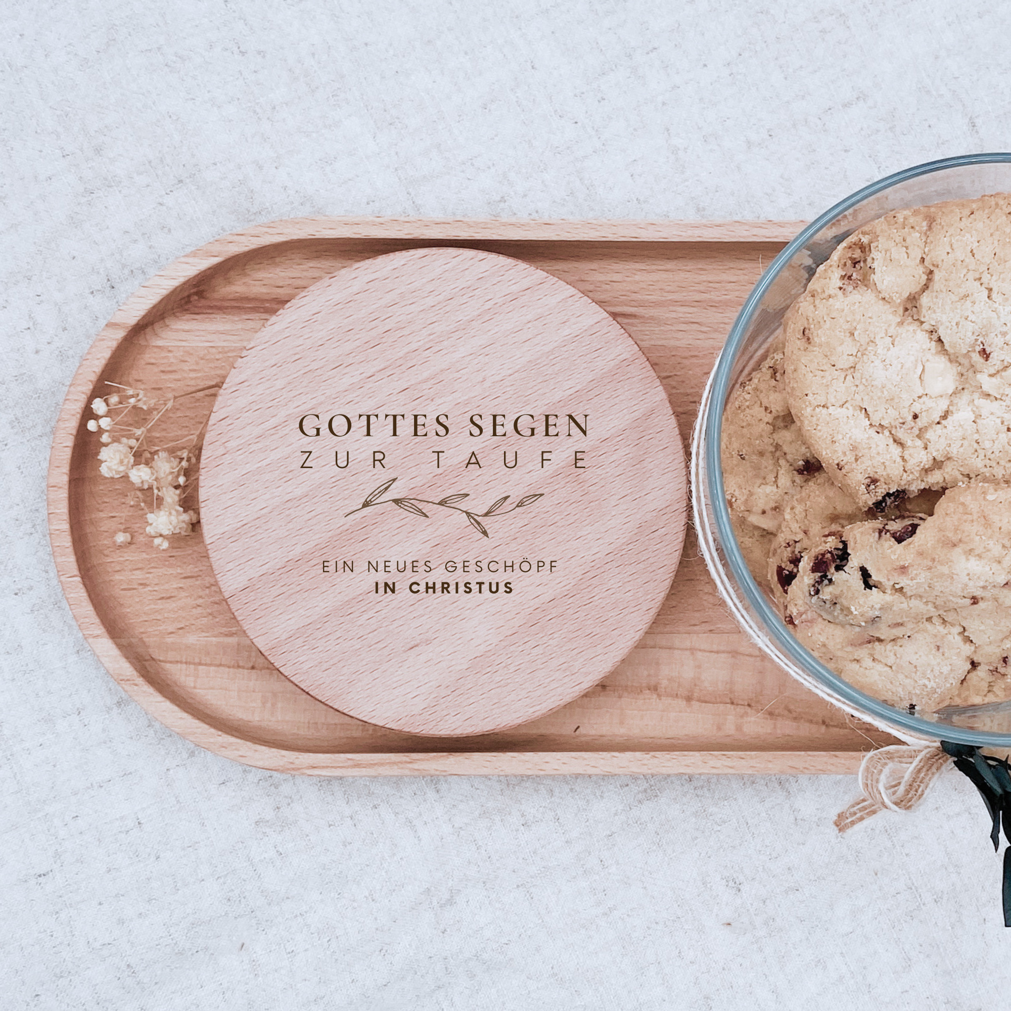 Vorratsglas mit Holzdeckel "Gottes Segen zur Taufe" Gravur・530 bis 880ml