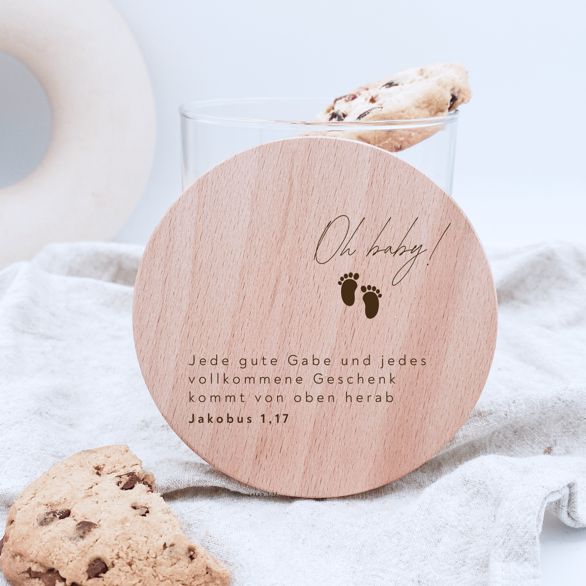 Vorratsglas mit Holzdeckel "Oh baby" Gravur・530 bis 880ml