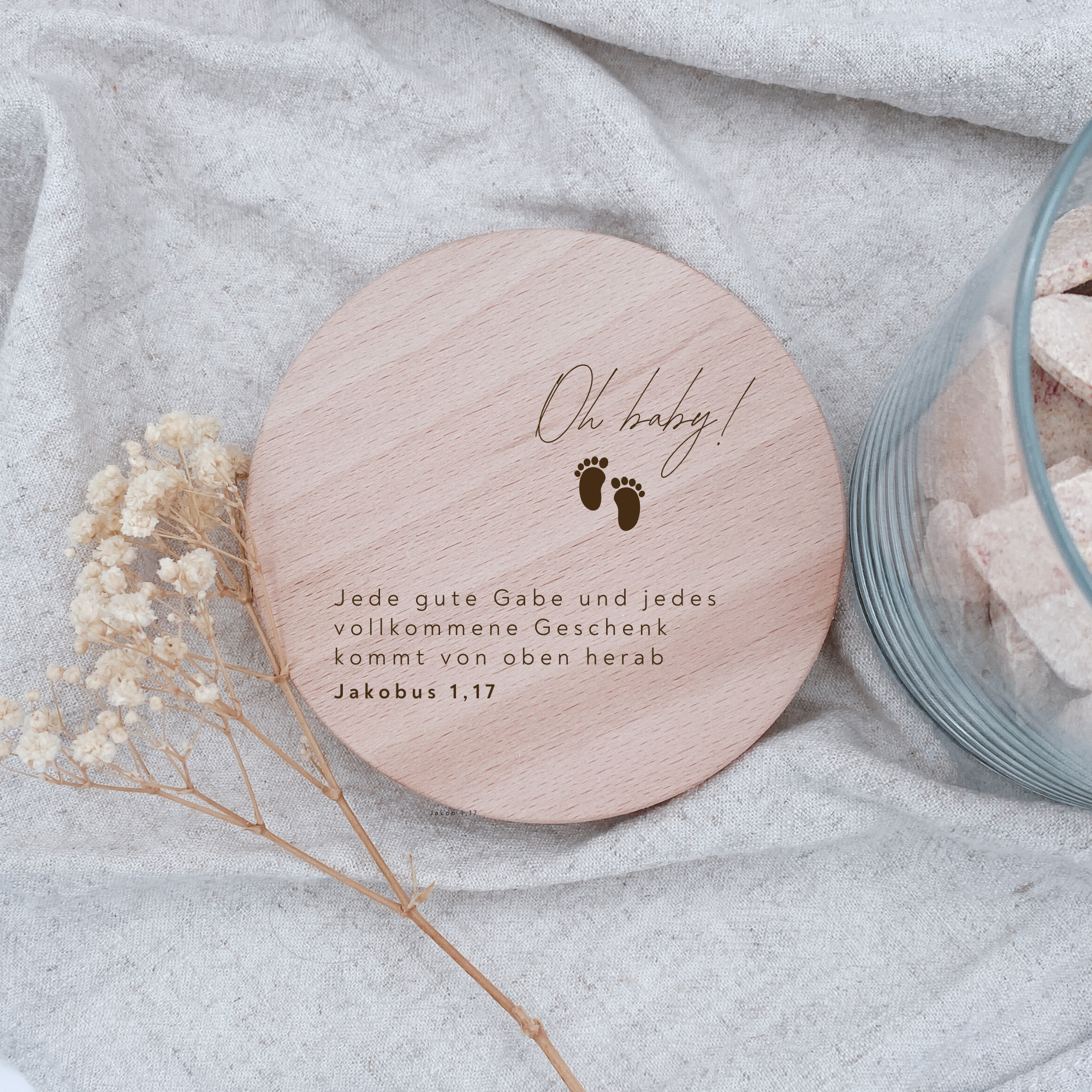 Vorratsglas mit Holzdeckel "Oh baby" Gravur・530 bis 880ml