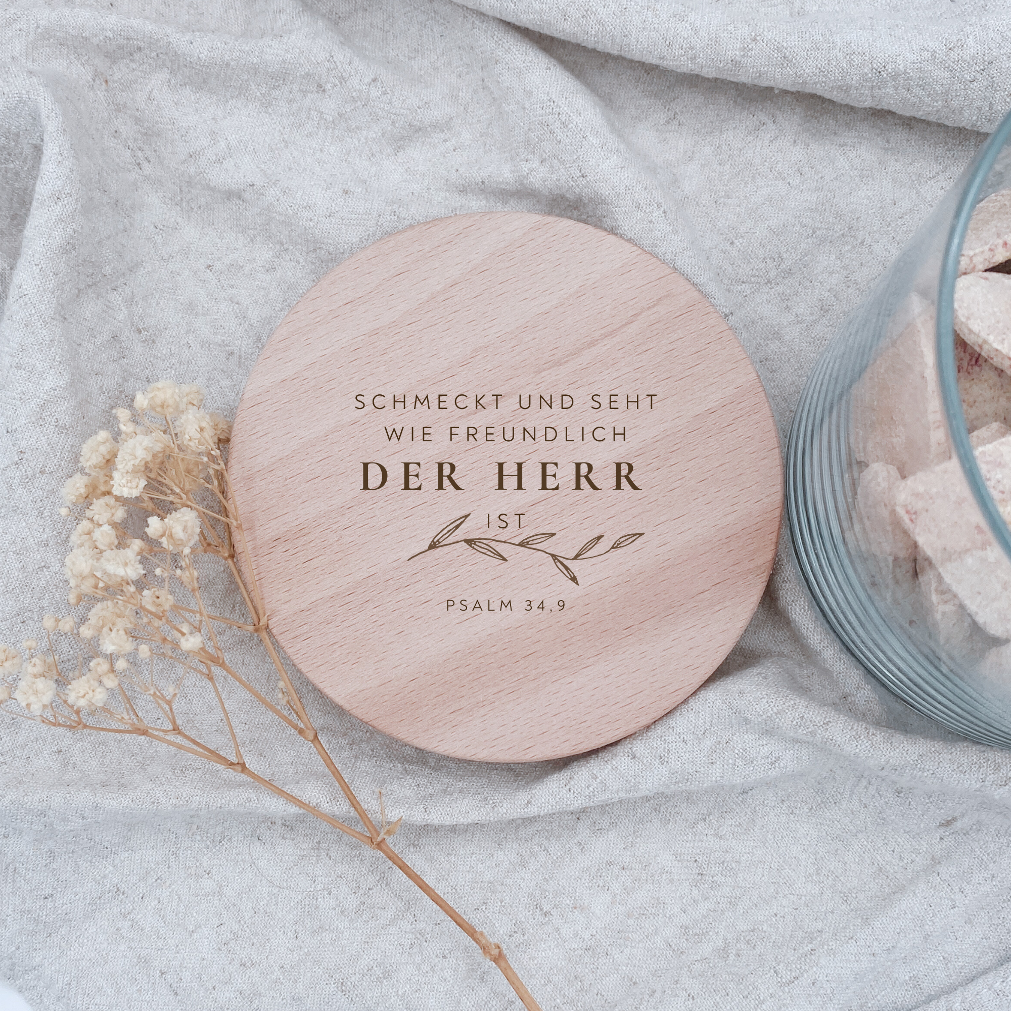 Vorratsglas mit Holzdeckel "Schmeckt und seht" Gravur・530 bis 880ml