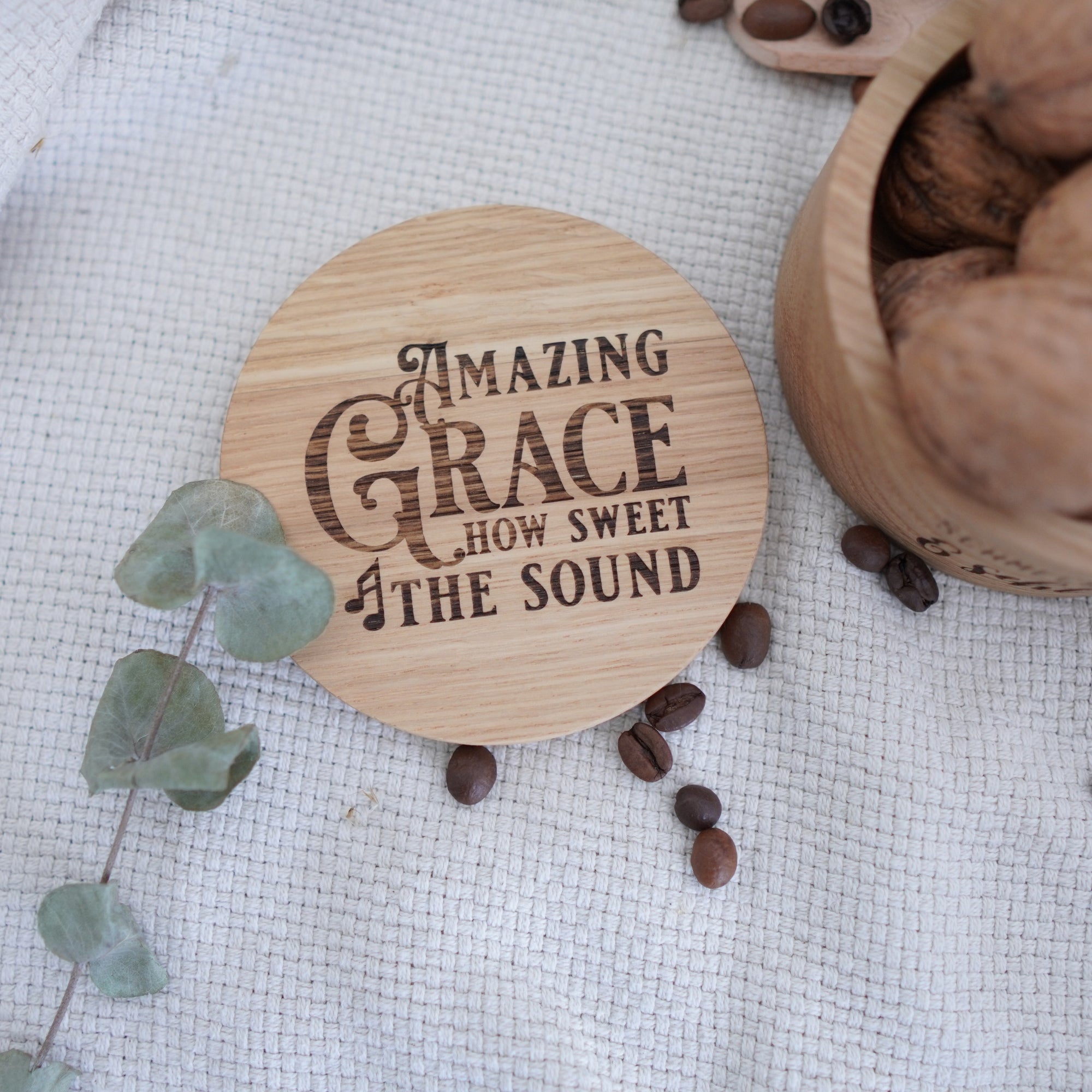 Untersetzer "Amazing Grace" Massivholz Eiche