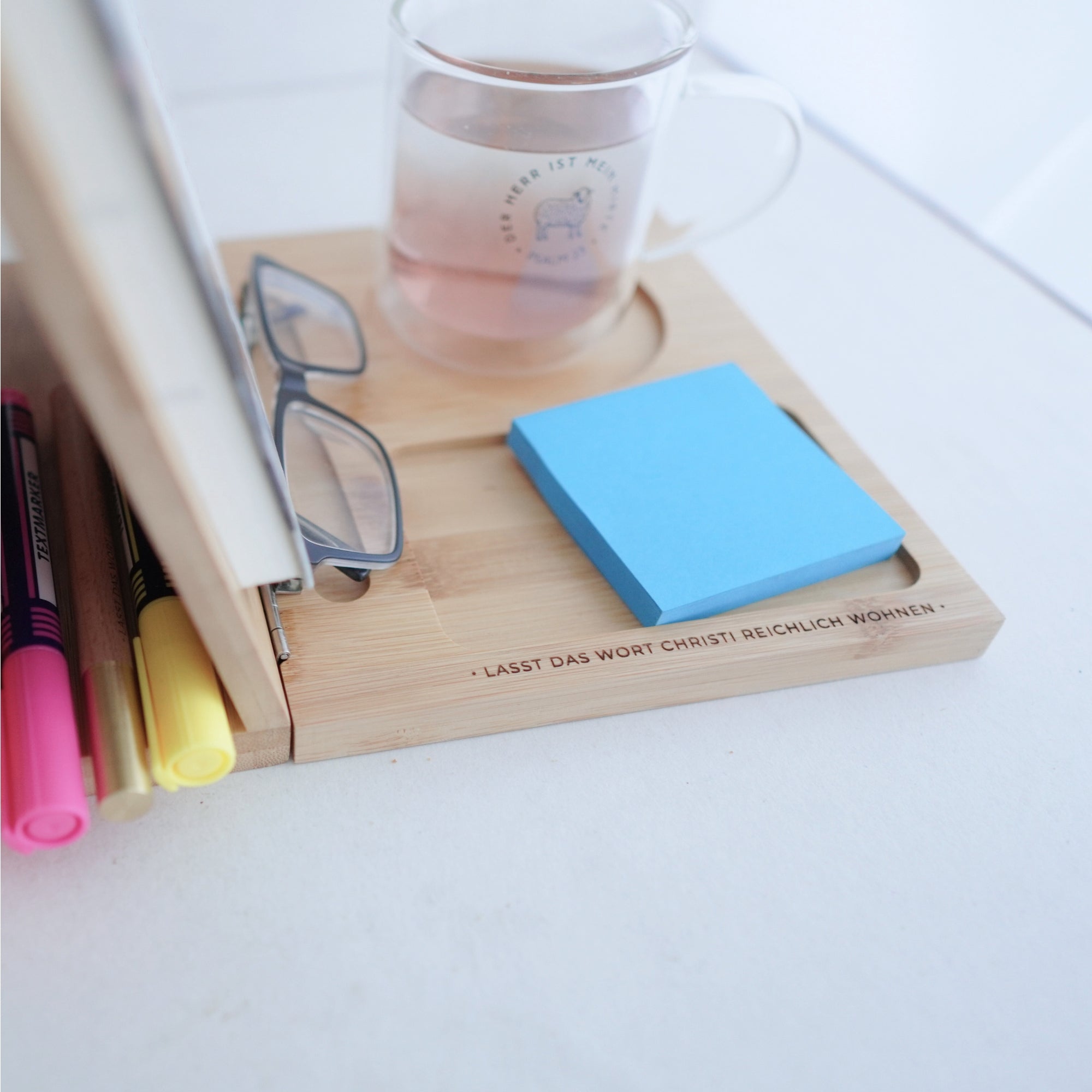 Buchstütze aus Holz "Das Wort Christi"· Gravur