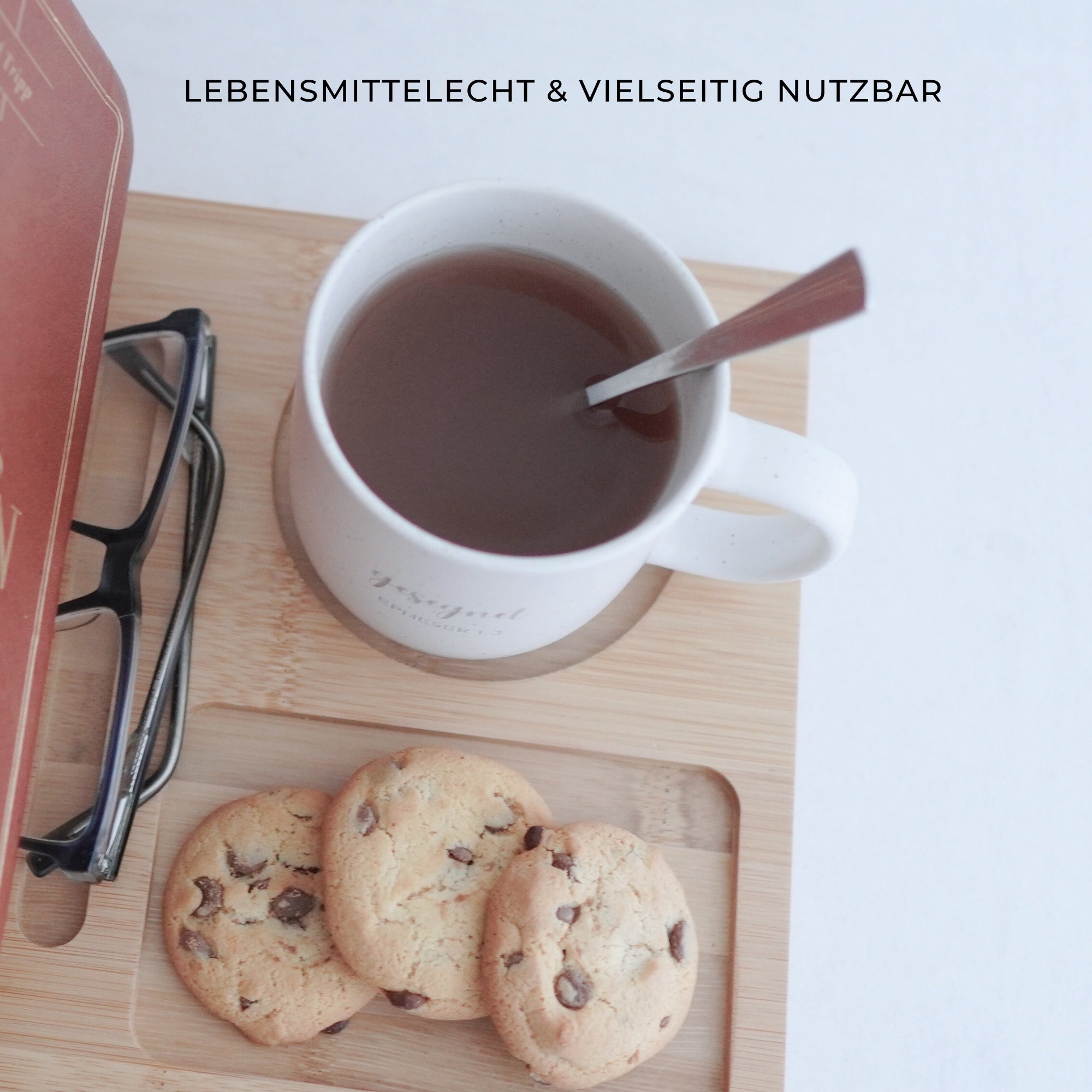 Buchstütze aus Bambusholz "Prüft alles" · Gravur